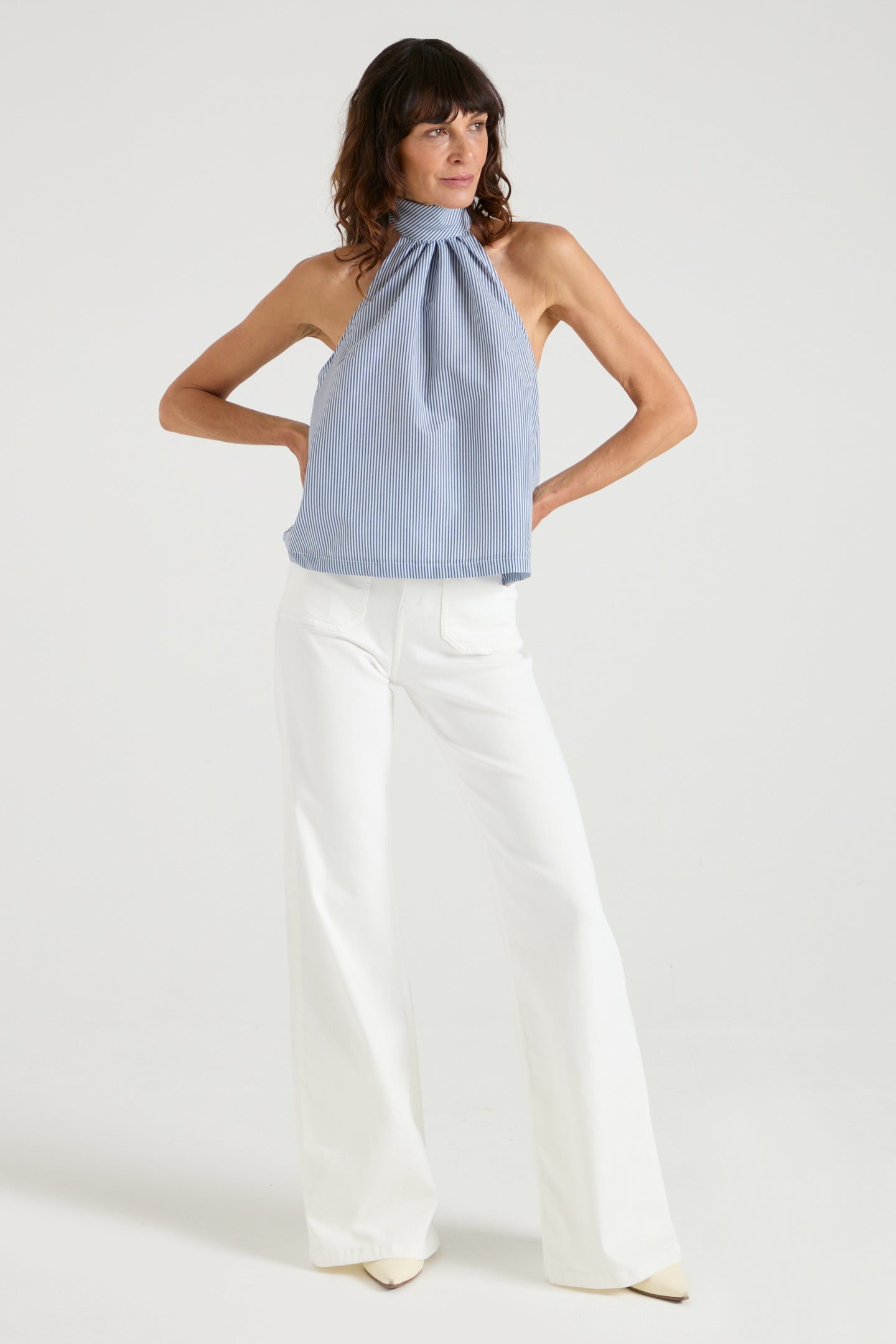The Halt! Top | Faded Navy Pinstripe [Blue]