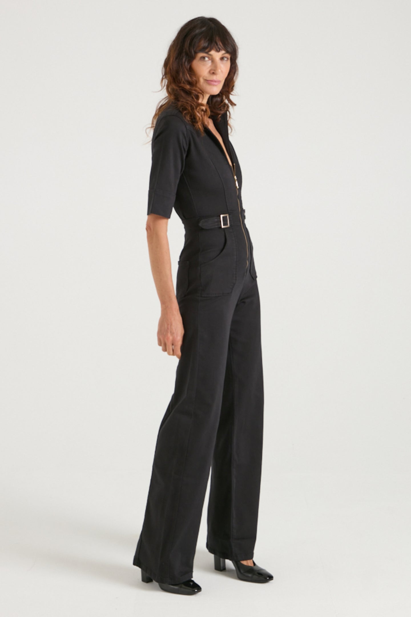 Cassandra The Flared Jumpsuit | Blackest [Black Denim]