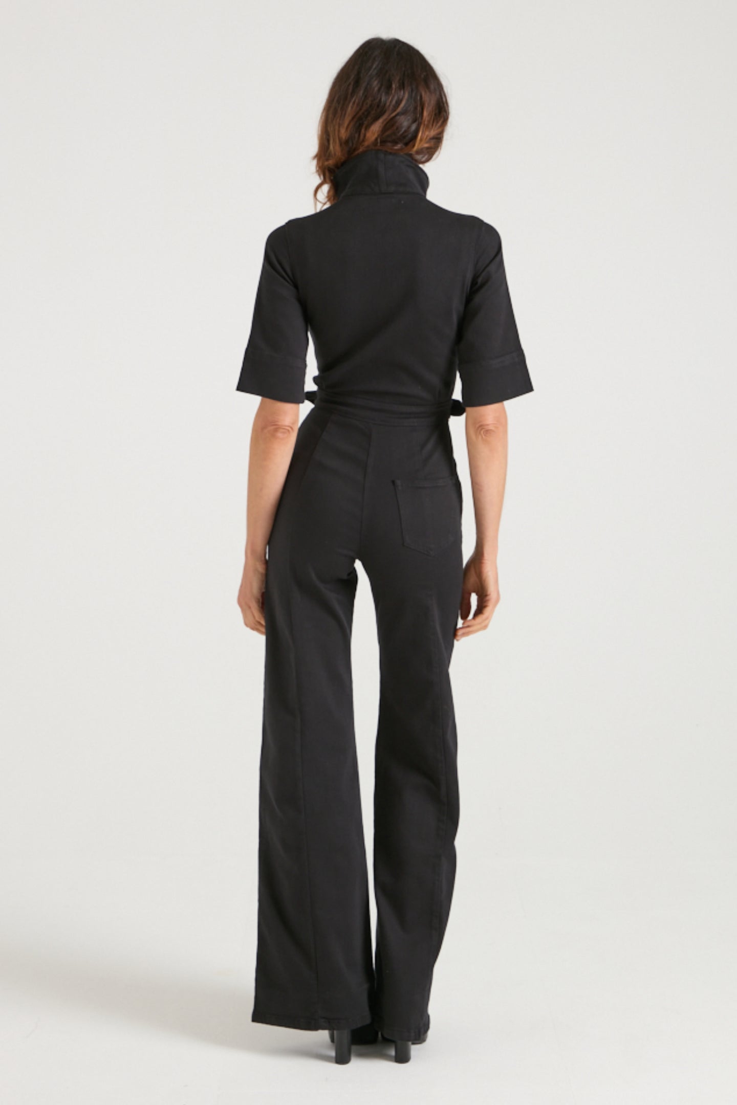 Cassandra The Flared Jumpsuit | Blackest [Black Denim]