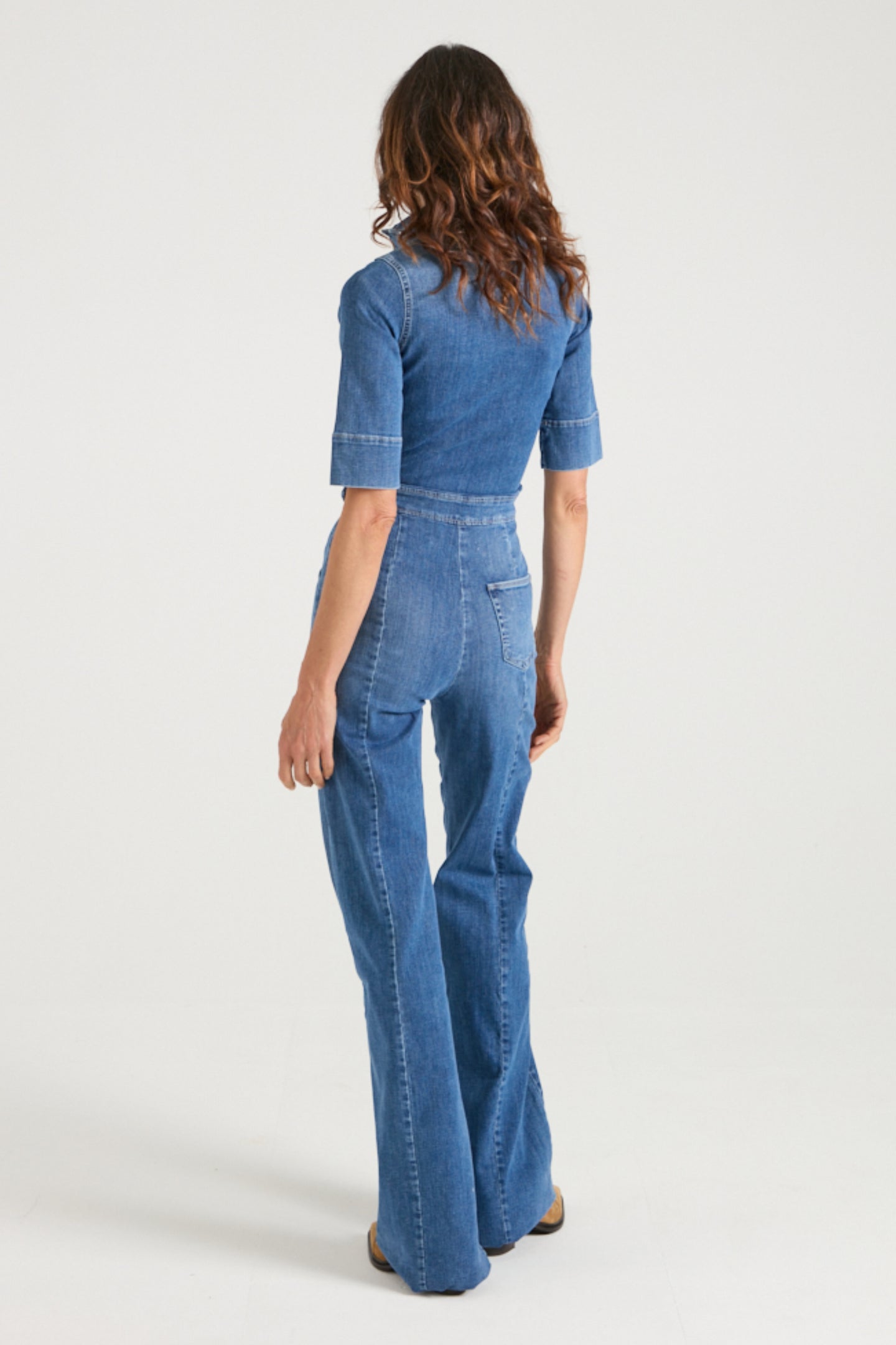 Cassandra The Extra Body Length Flared Jumpsuit | Fawcett Blue [TALL]