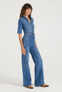 Cassandra The Extra Body Length Flared Jumpsuit | Fawcett Blue [TALL]