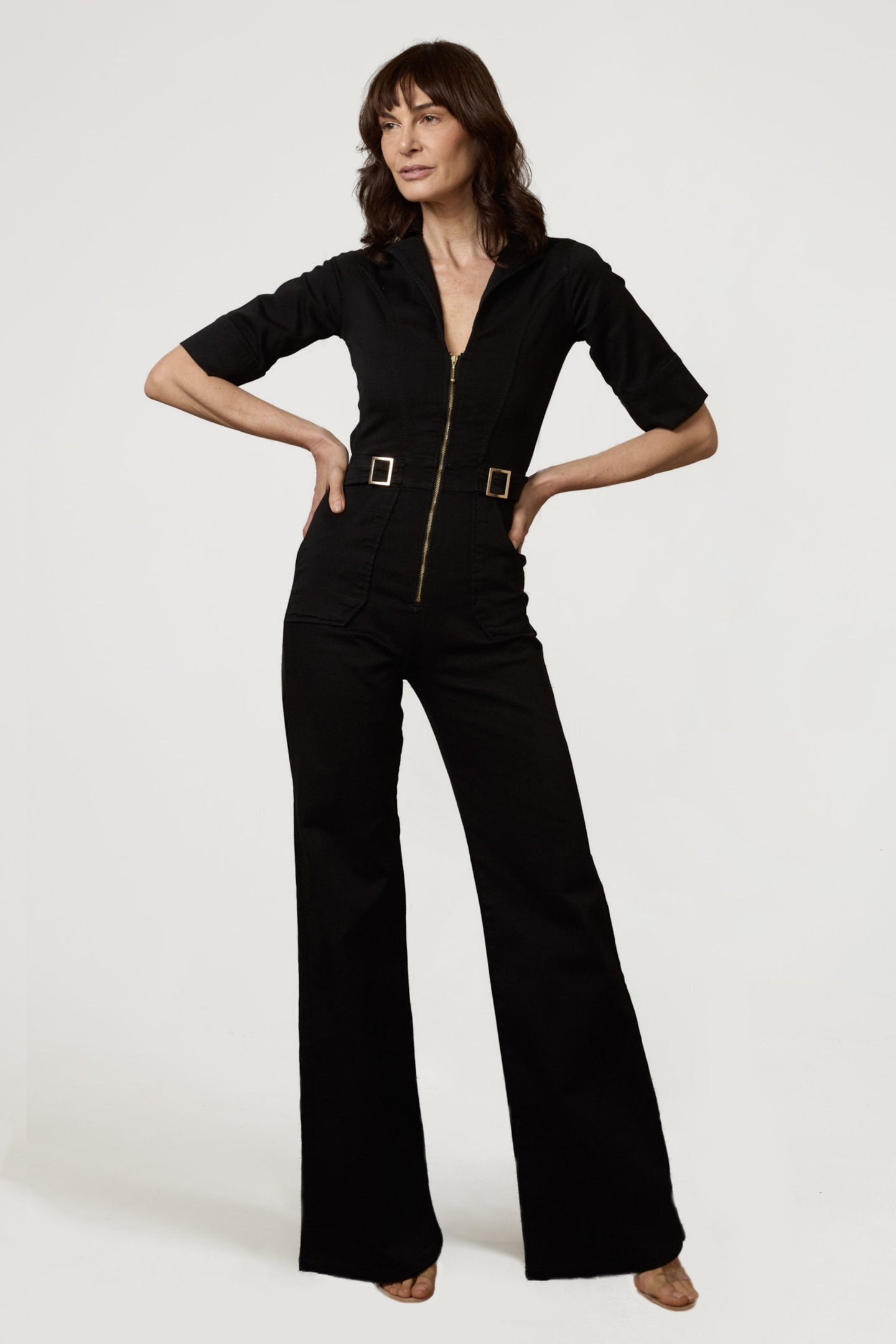 Cassandra The Extra Body Length Flared Jumpsuit | Blackest [TALL]