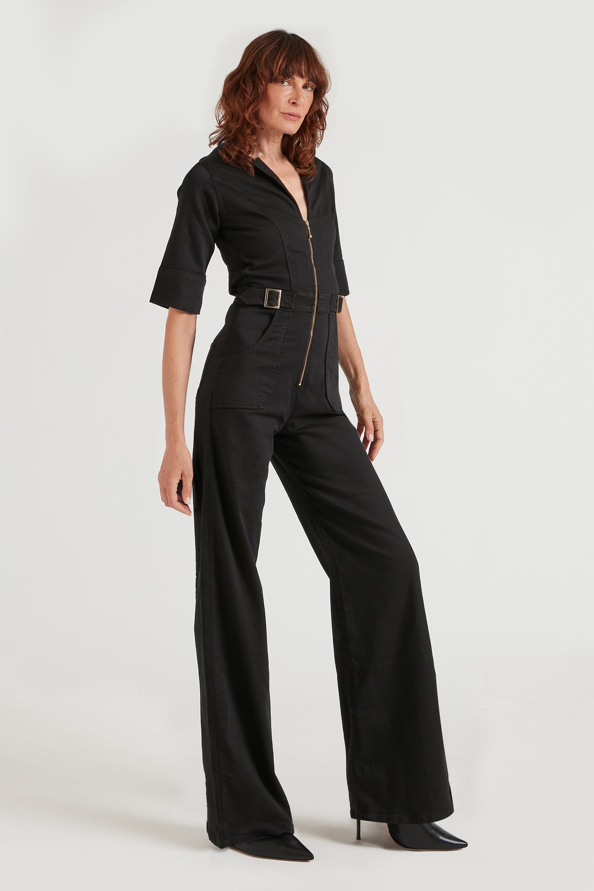 Cassandra The Flared Jumpsuit | Blackest [Black Denim]