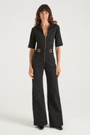 Cassandra The Extra Body Length Flared Jumpsuit | Blackest [TALL]
