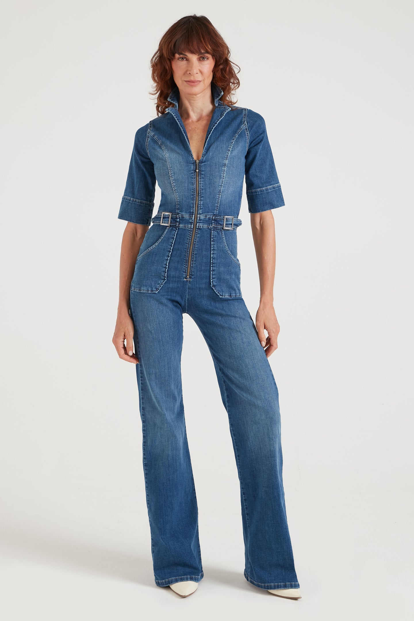 Cassandra The Flared Jumpsuit | Fawcett Blue [Blue Denim]