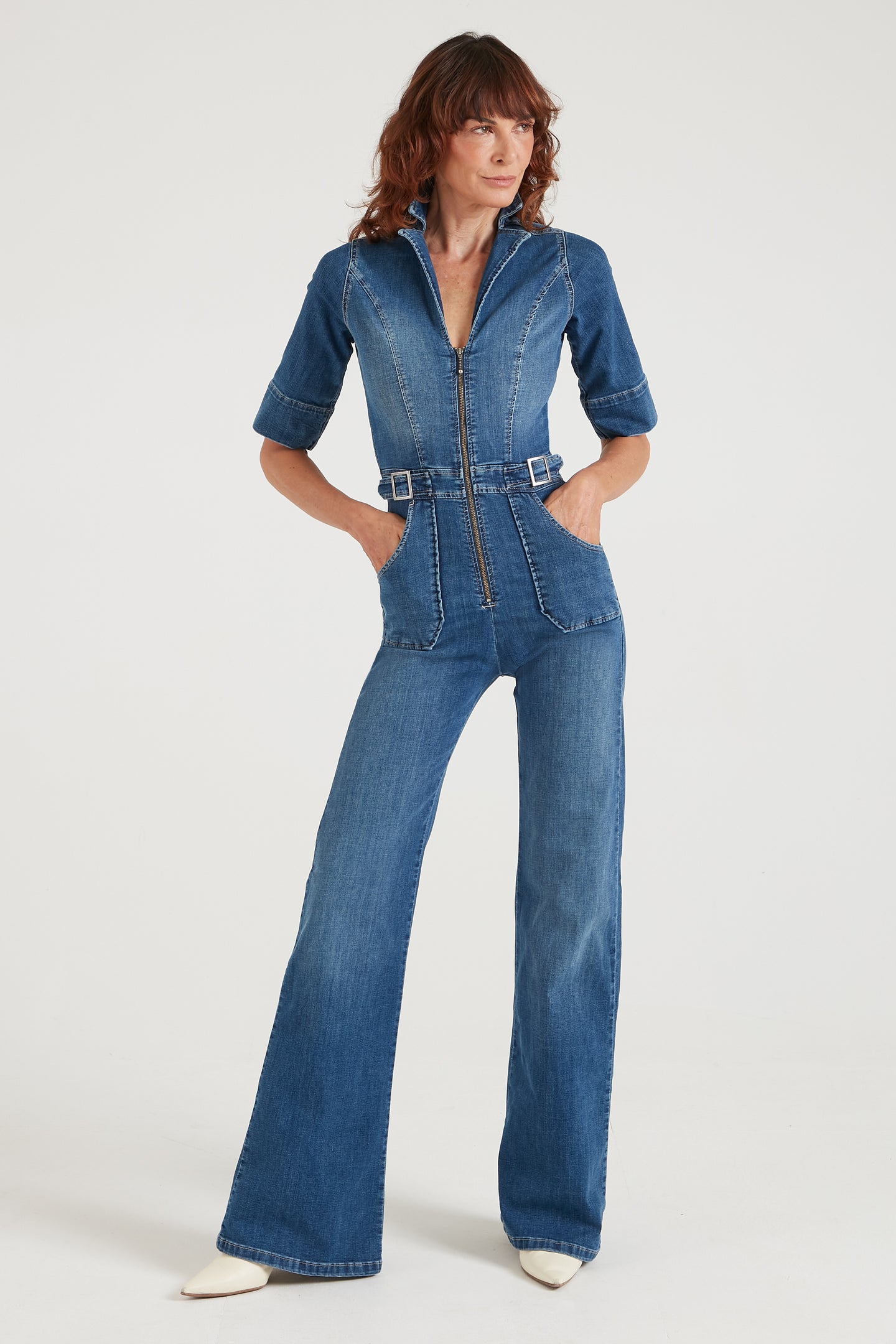 Cassandra The Flared Jumpsuit | Fawcett Blue [Blue Denim]