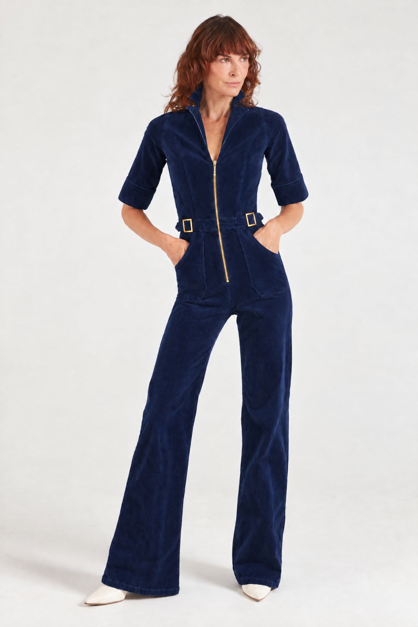 Cassandra The Flared Jumpsuit | French Navy [Dark Blue Denim]