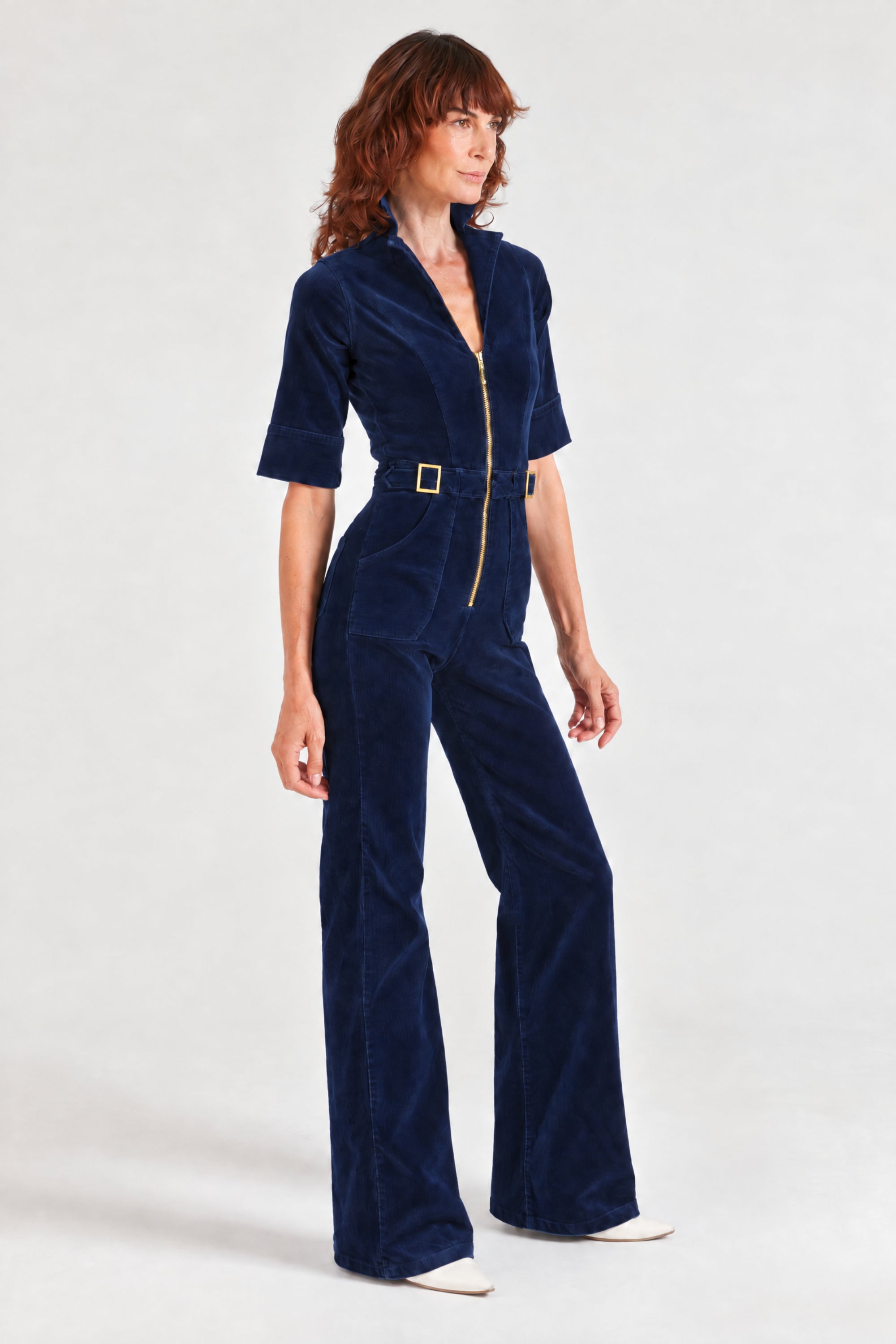 Cassandra The Flared Jumpsuit | French Navy [Dark Blue Denim]