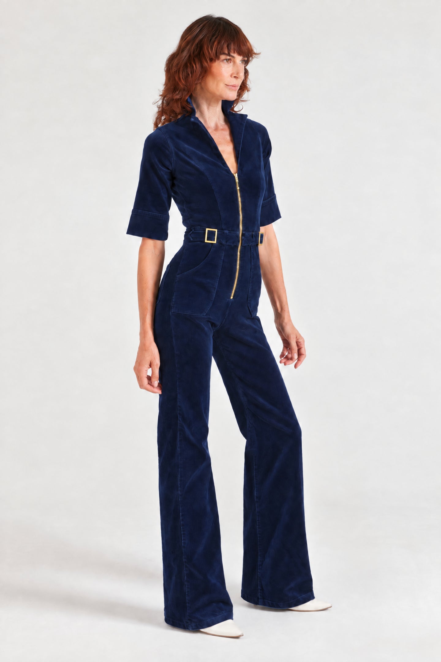 Cassandra The Flared Jumpsuit | French Navy [Dark Blue Denim]