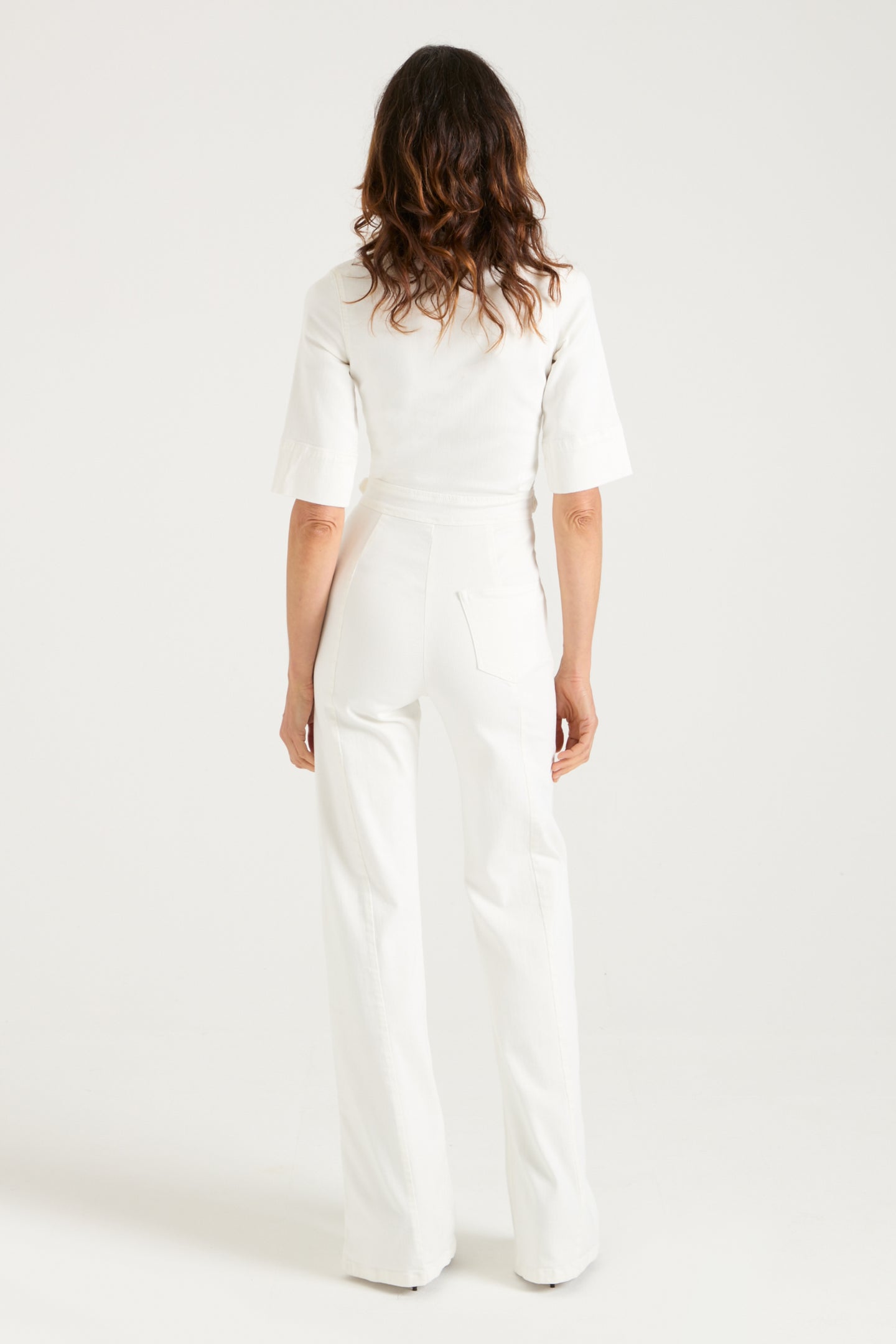 Cassandra The Flared Jumpsuit | Milk [White Denim]