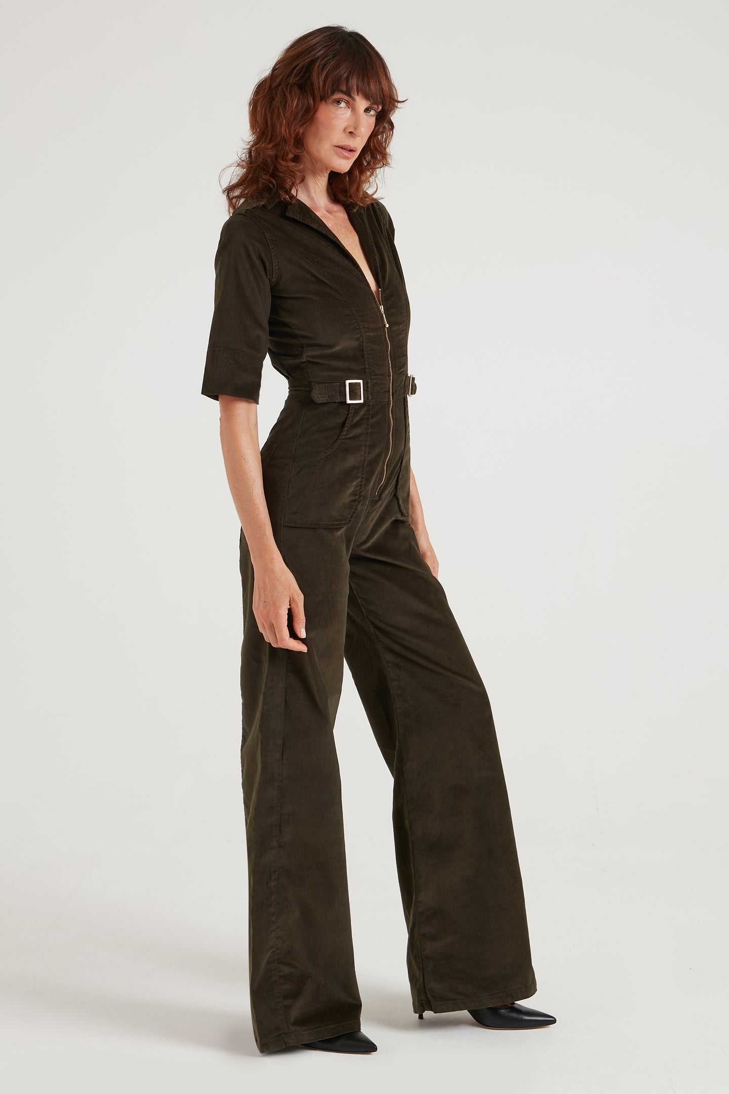 Cassandra The Extra Body Length Flared Jumpsuit | In The Forest [Green]