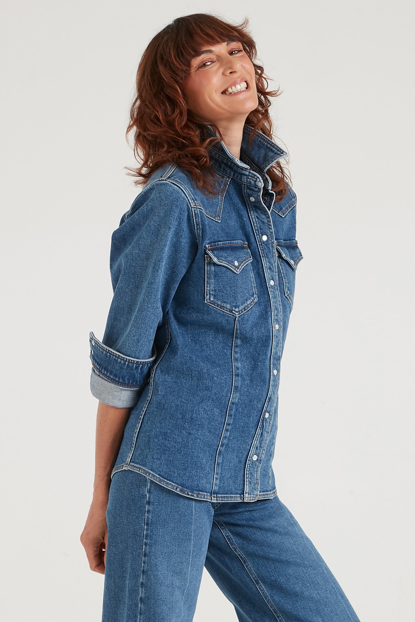 City Slicker The Tailored Western Shirt | My Side [Blue Denim]