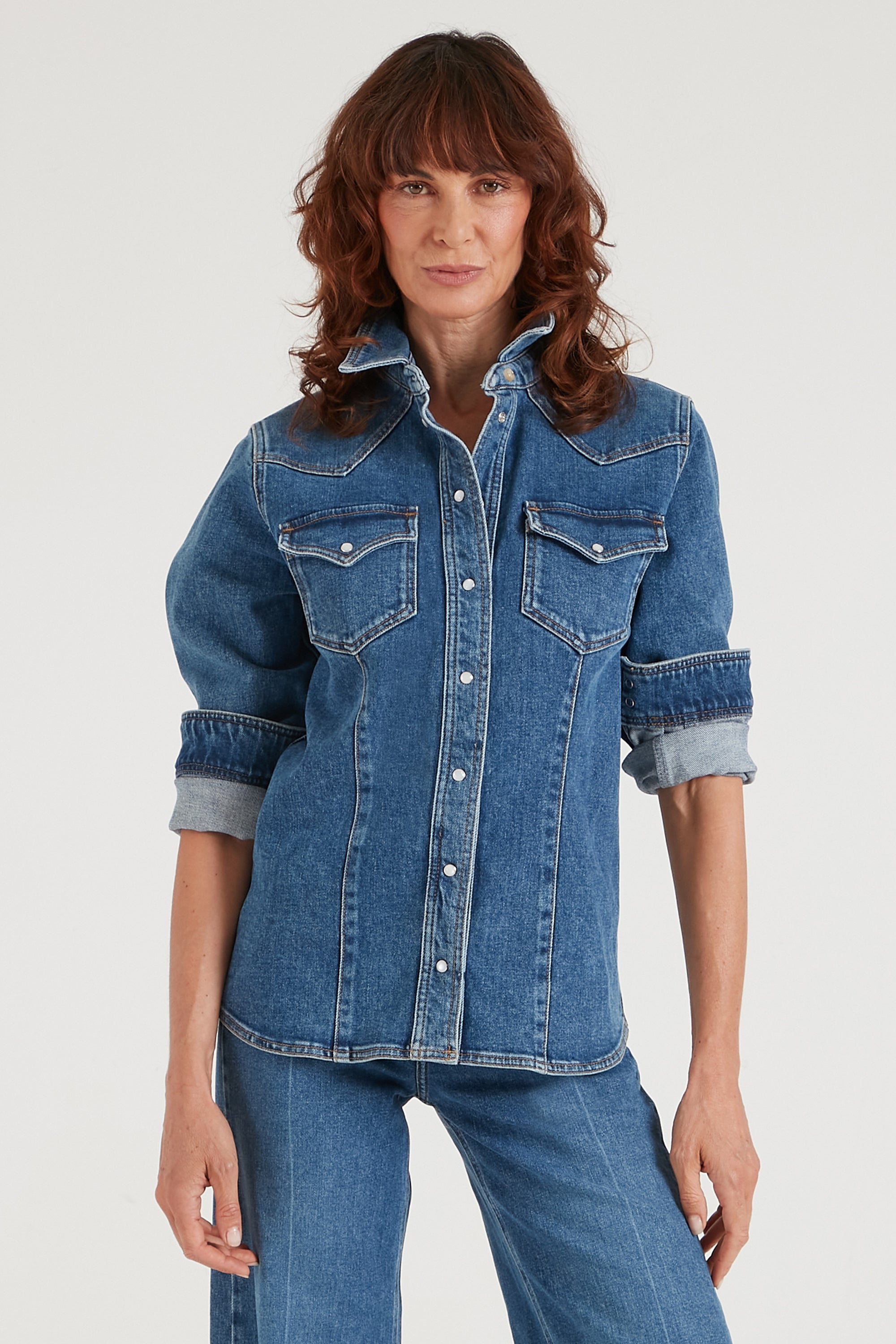 City Slicker The Tailored Western Shirt | My Side [Blue Denim]