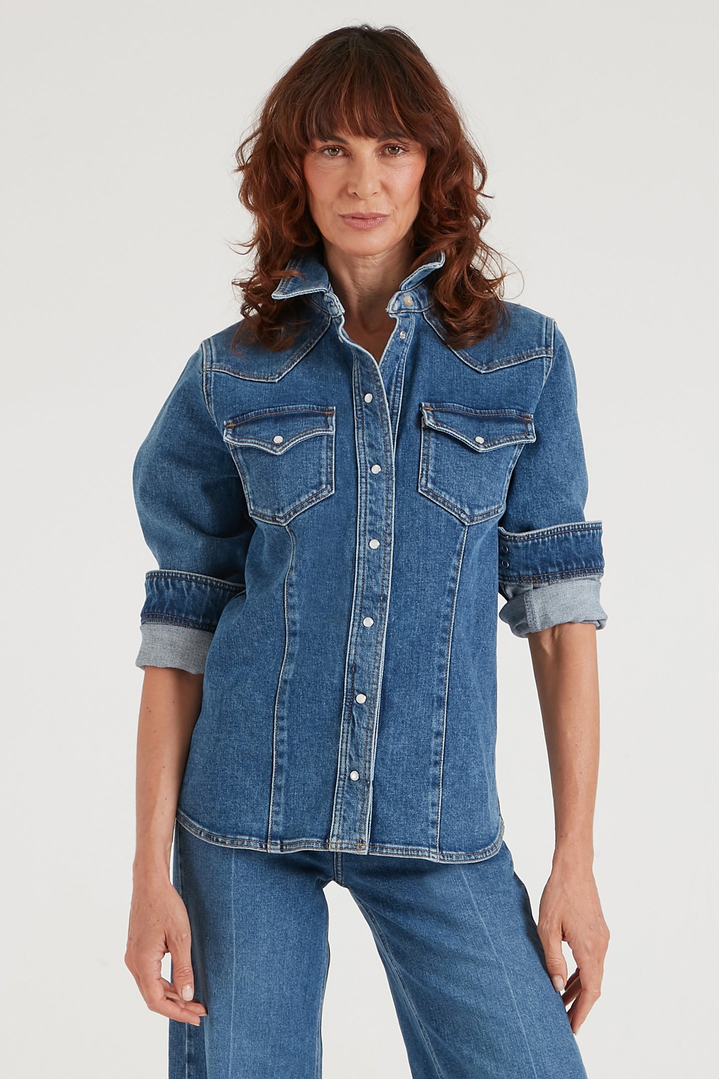 City Slicker The Tailored Western Shirt | My Side [Blue Denim]