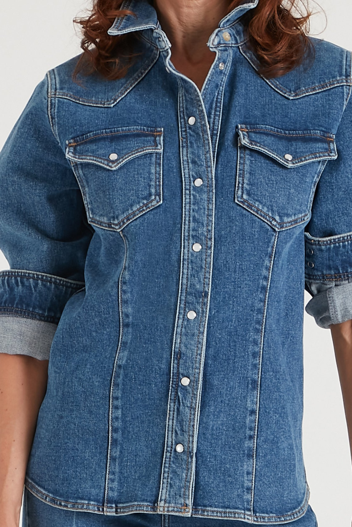 City Slicker The Tailored Western Shirt | My Side [Blue Denim]