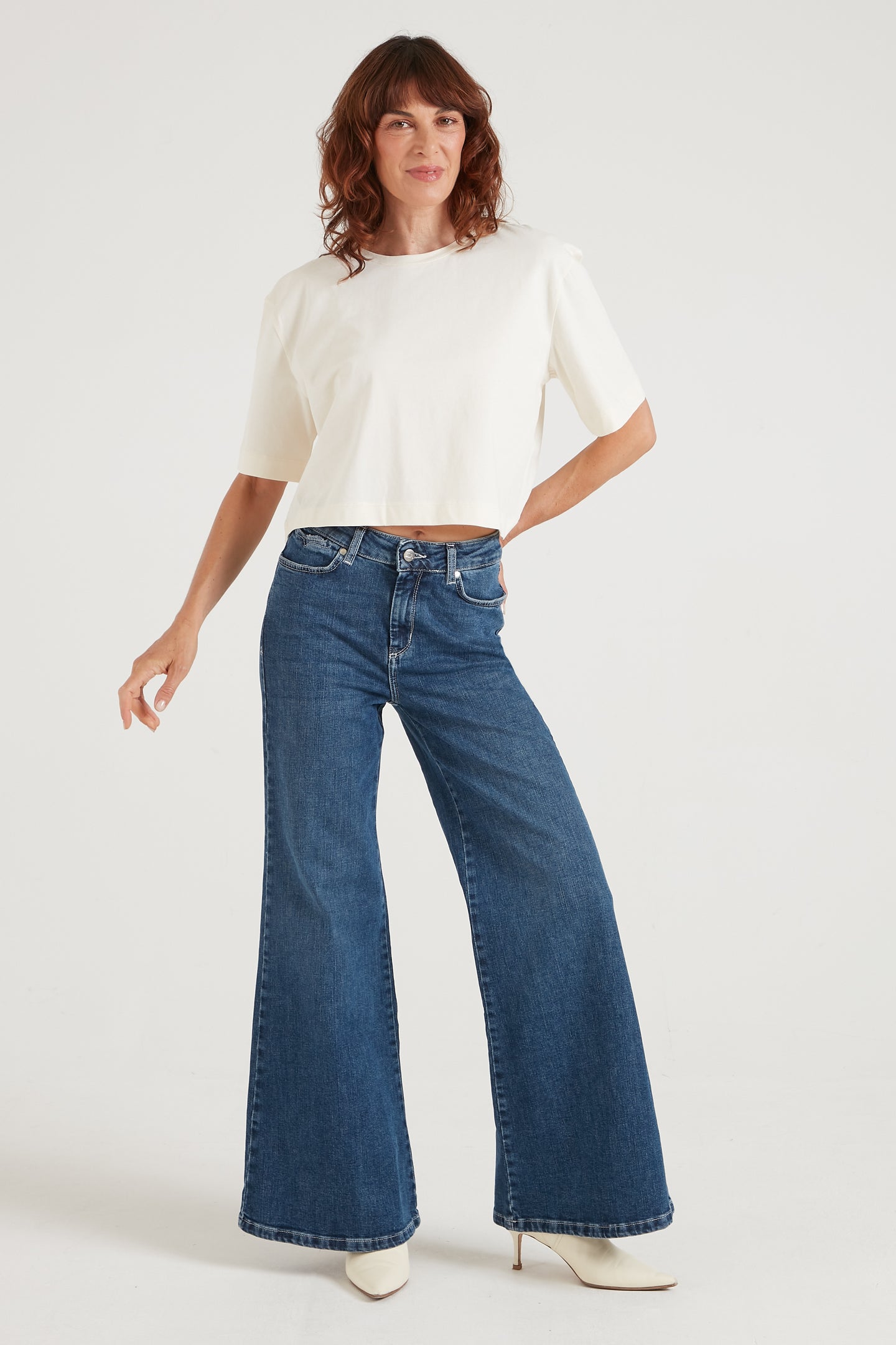 Dallas The High Waisted Super Wide Leg | Come She Will [Blue Denim]