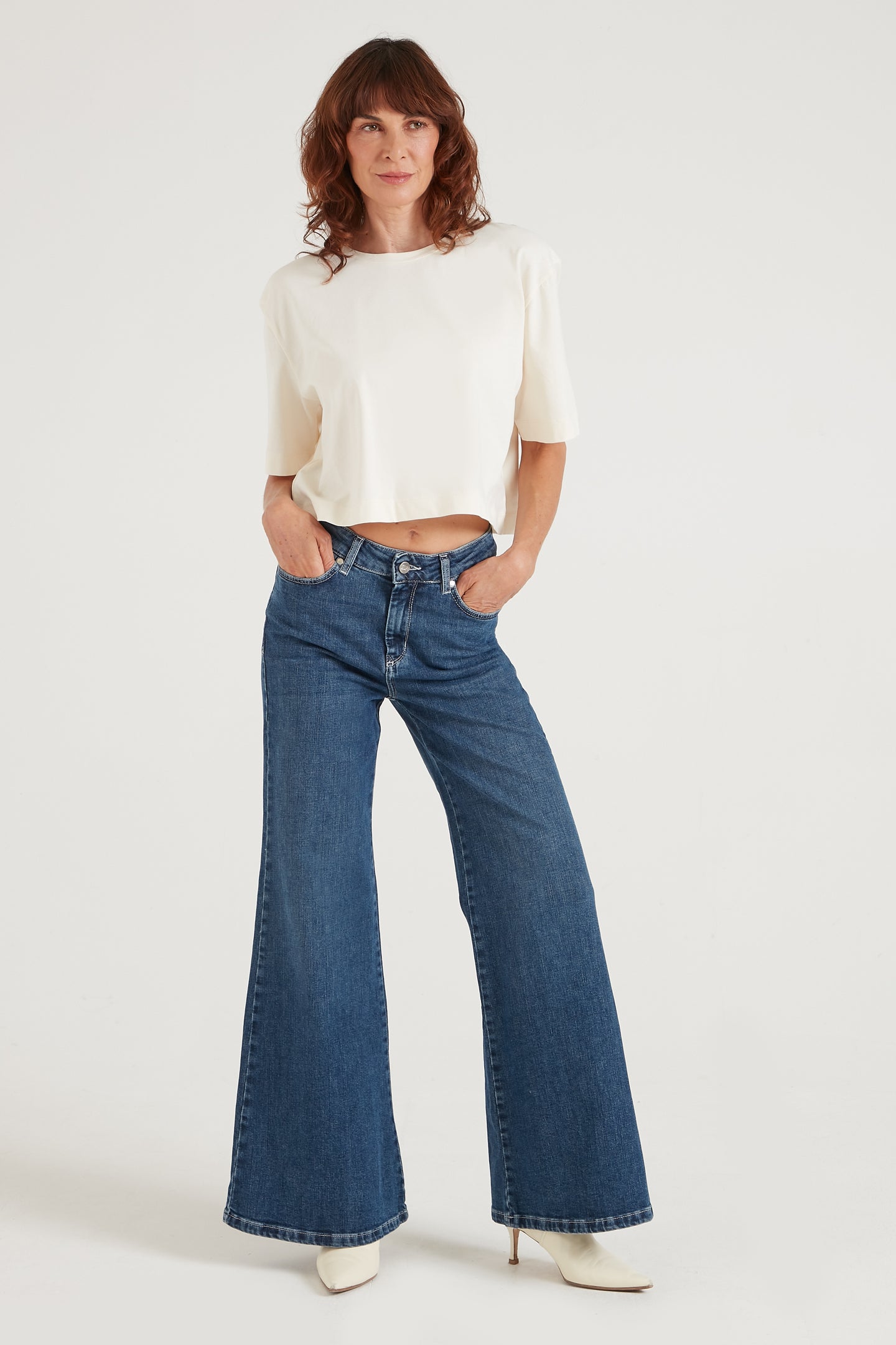 Dallas The High Waisted Super Wide Leg | Come She Will [Blue Denim]