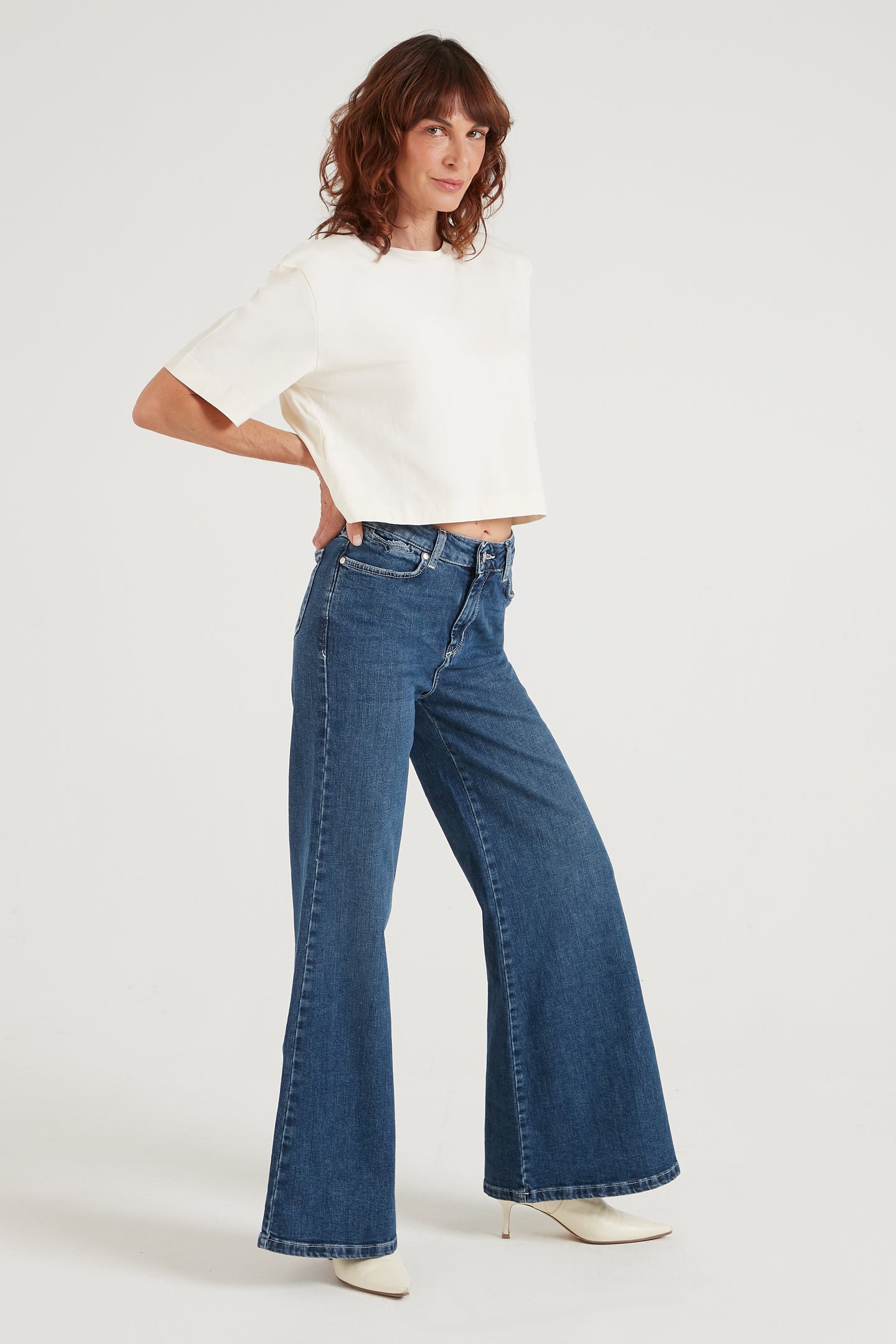 Dallas The High Waisted Super Wide Leg | Come She Will [Blue Denim]