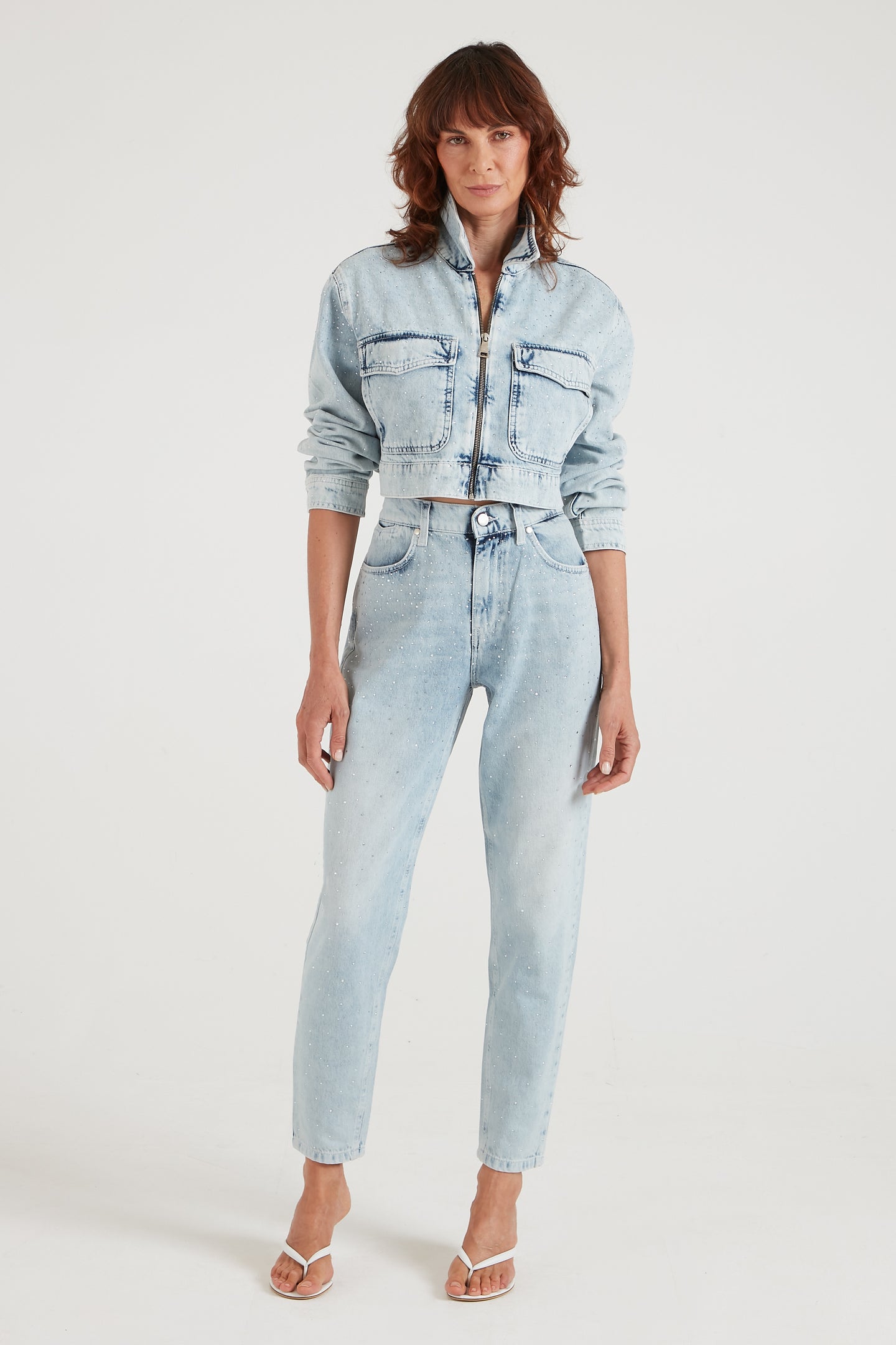 Dudette The Reimagined Cropped Jacket | On The Run [Light Blue Denim]