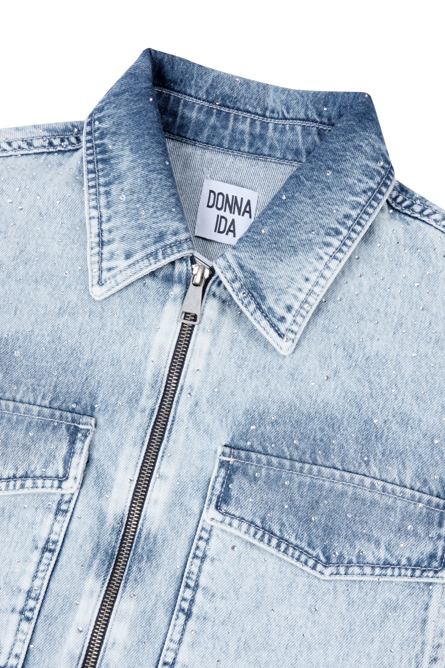 Dudette The Reimagined Cropped Jacket | On The Run [Light Blue Denim]