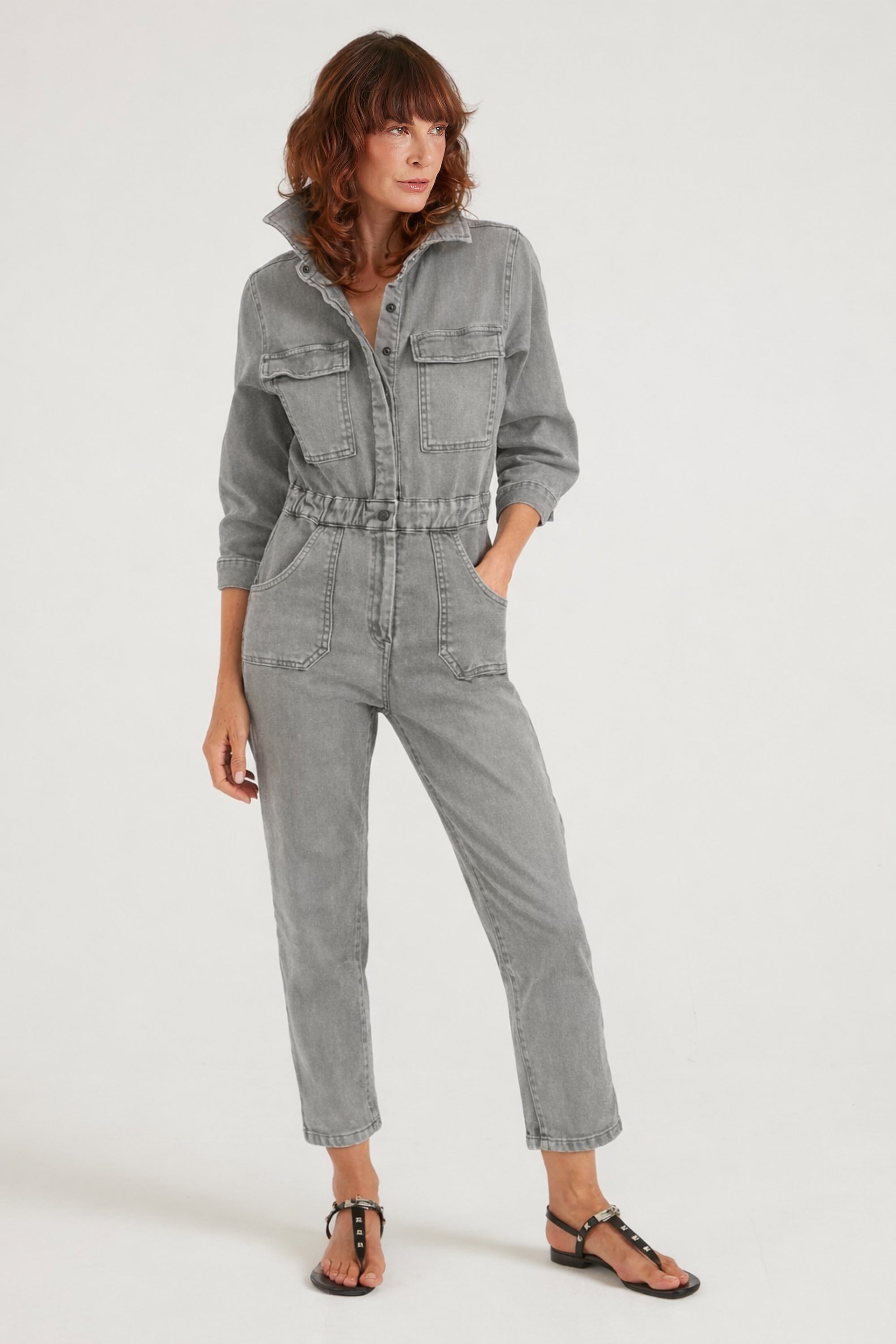Dusty The Super Downtown Jumpsuit | Stormy Weather [Grey Denim]
