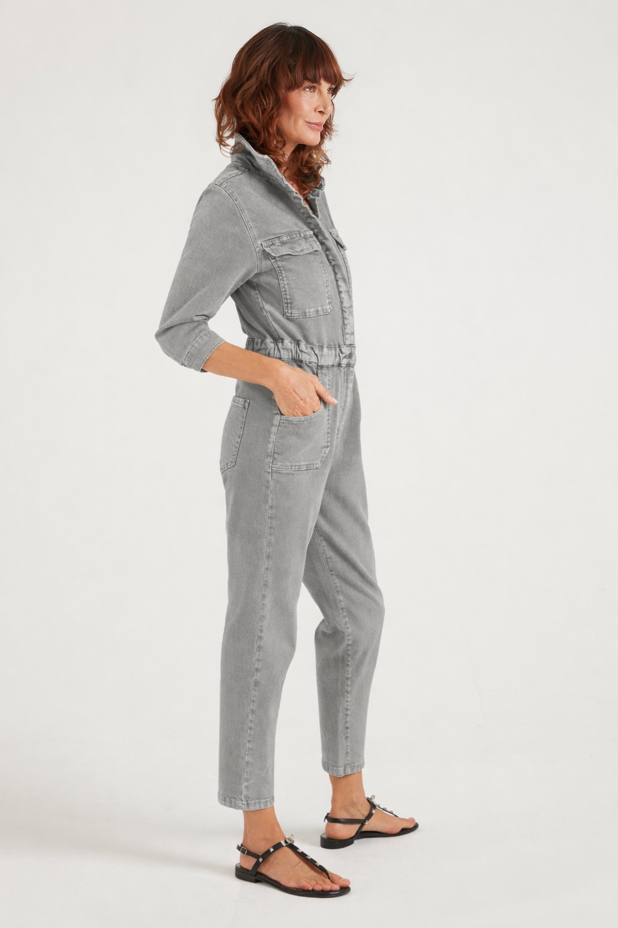 Dusty The Super Downtown Jumpsuit | Stormy Weather [Grey Denim]