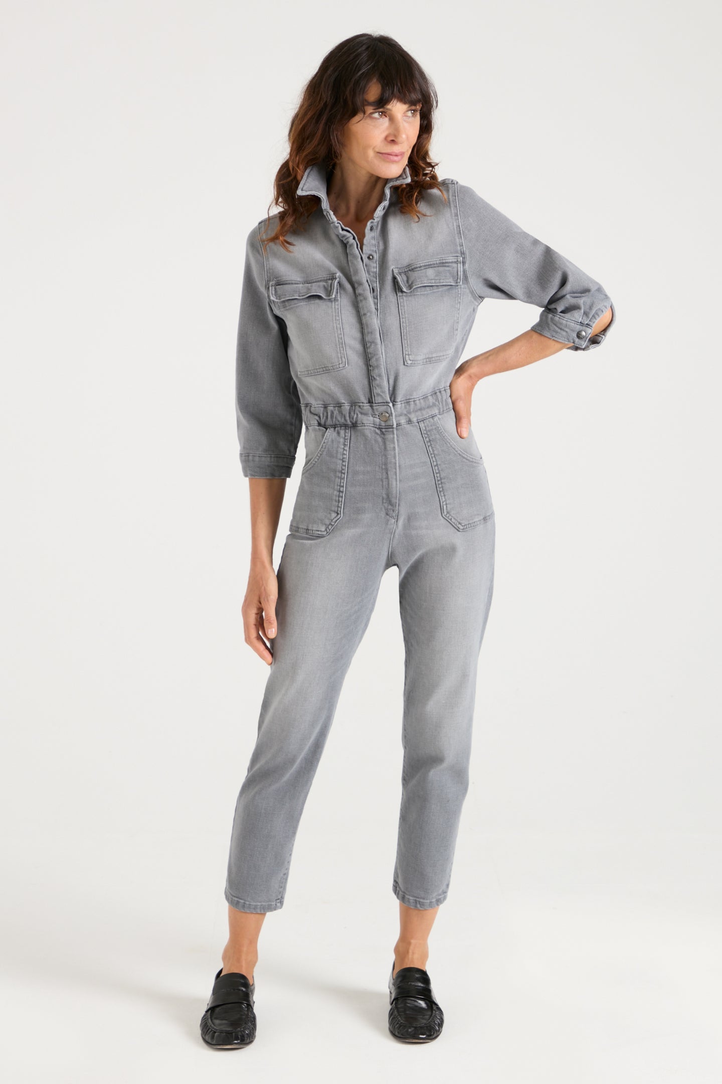 Dusty The Super Downtown Jumpsuit | Stormy Weather [Grey Denim]
