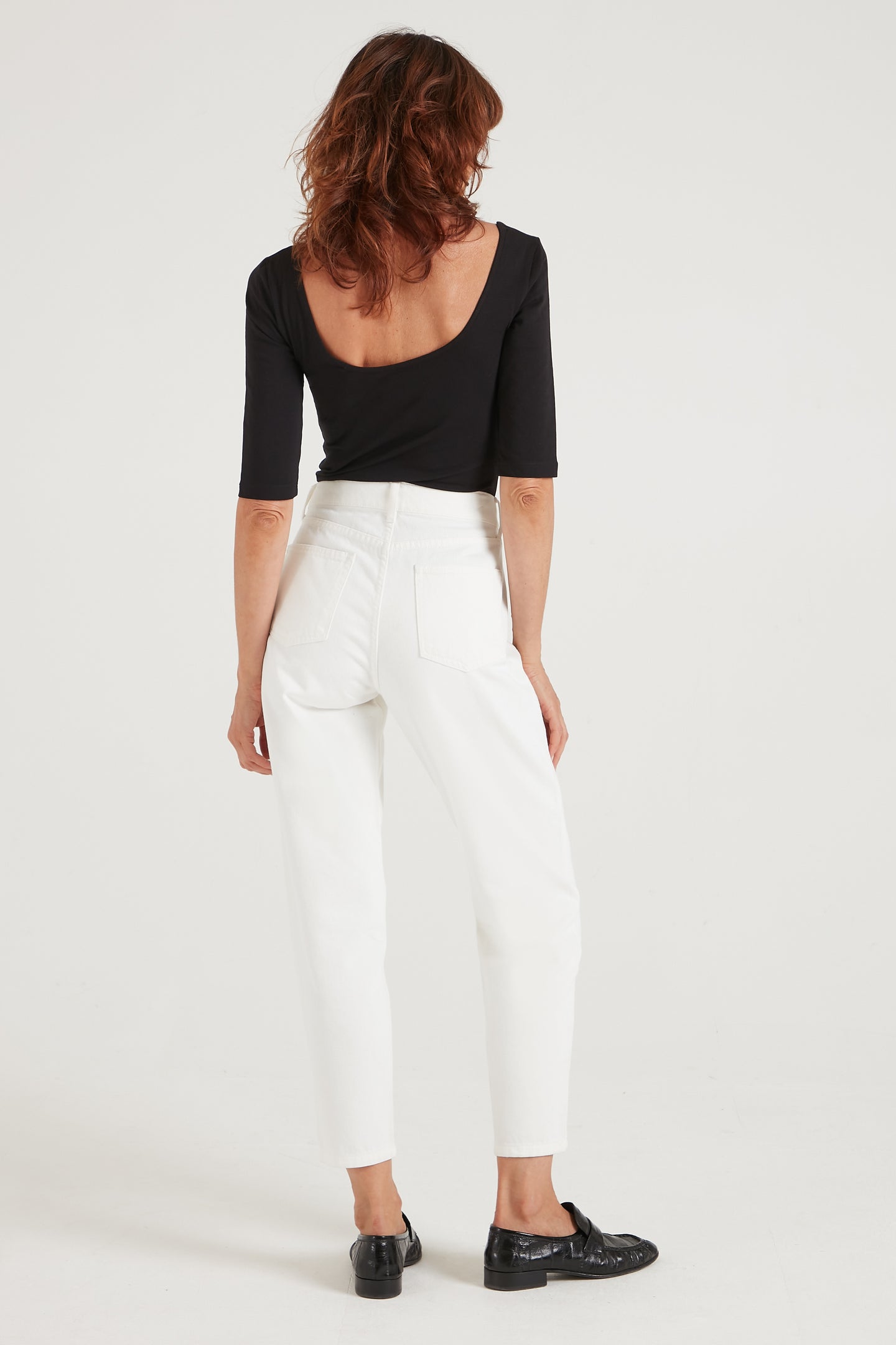 Edith The High Rise Barrel Leg | Milk [White Denim]