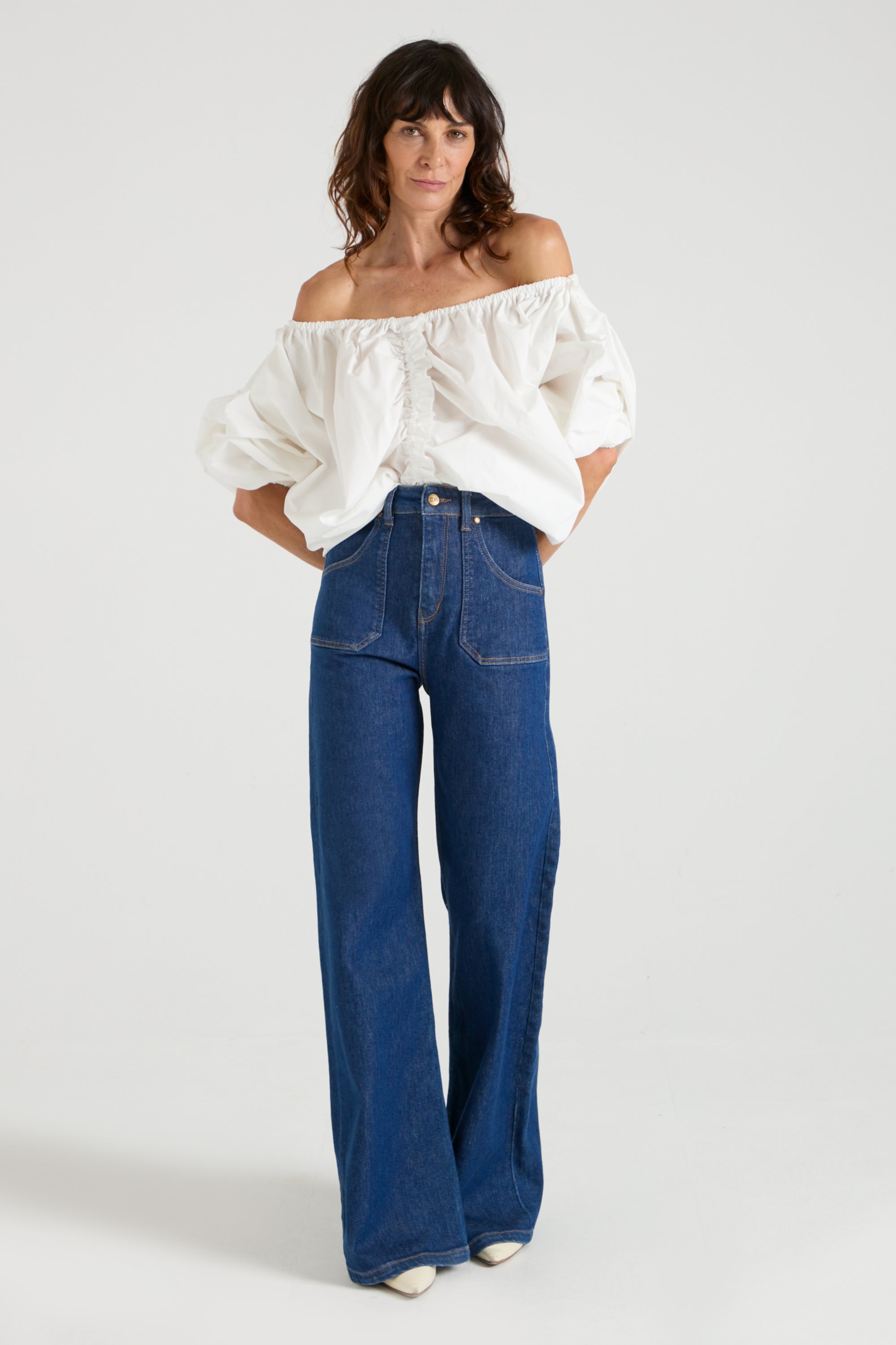 Emilia The Patch Pocket Super Wide Leg Flare | Smarter Than You [Blue Denim]