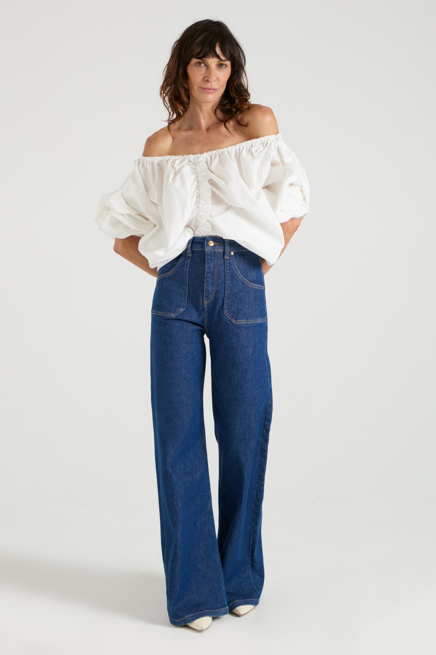 Emilia The Patch Pocket Super Wide Leg Flare | Smarter Than You [Blue Denim]