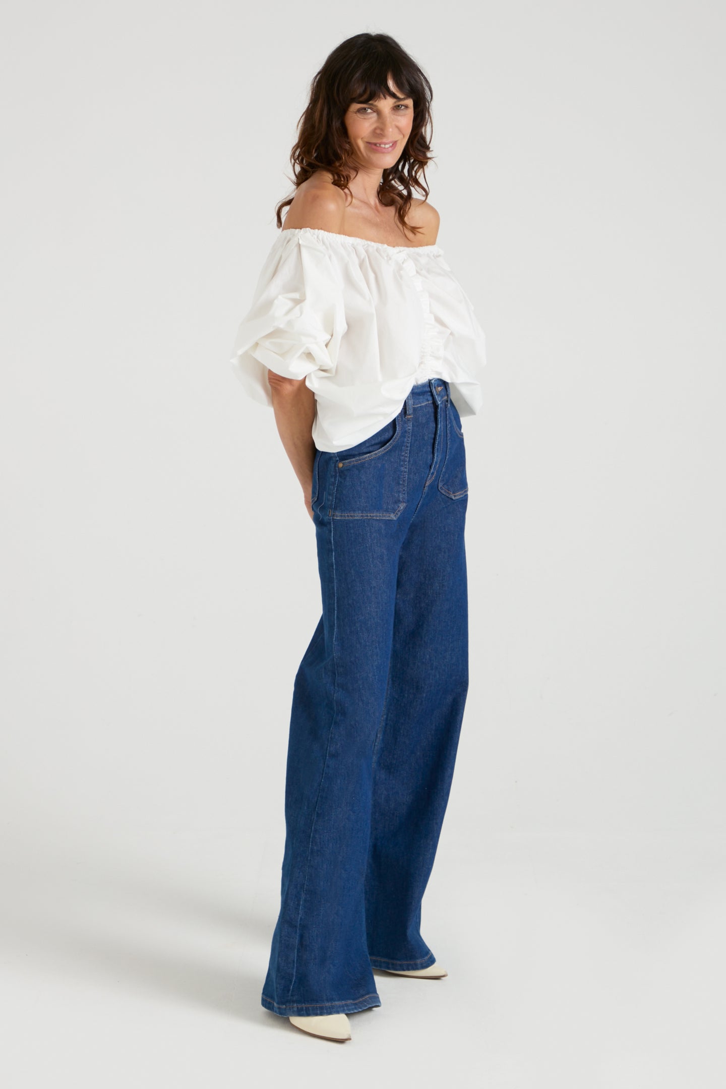 Emilia The Patch Pocket Super Wide Leg Flare | Smarter Than You [Blue Denim]