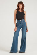 Emilia The Patch Pocket Super Wide Leg Flare | Triggered [Blue Denim]
