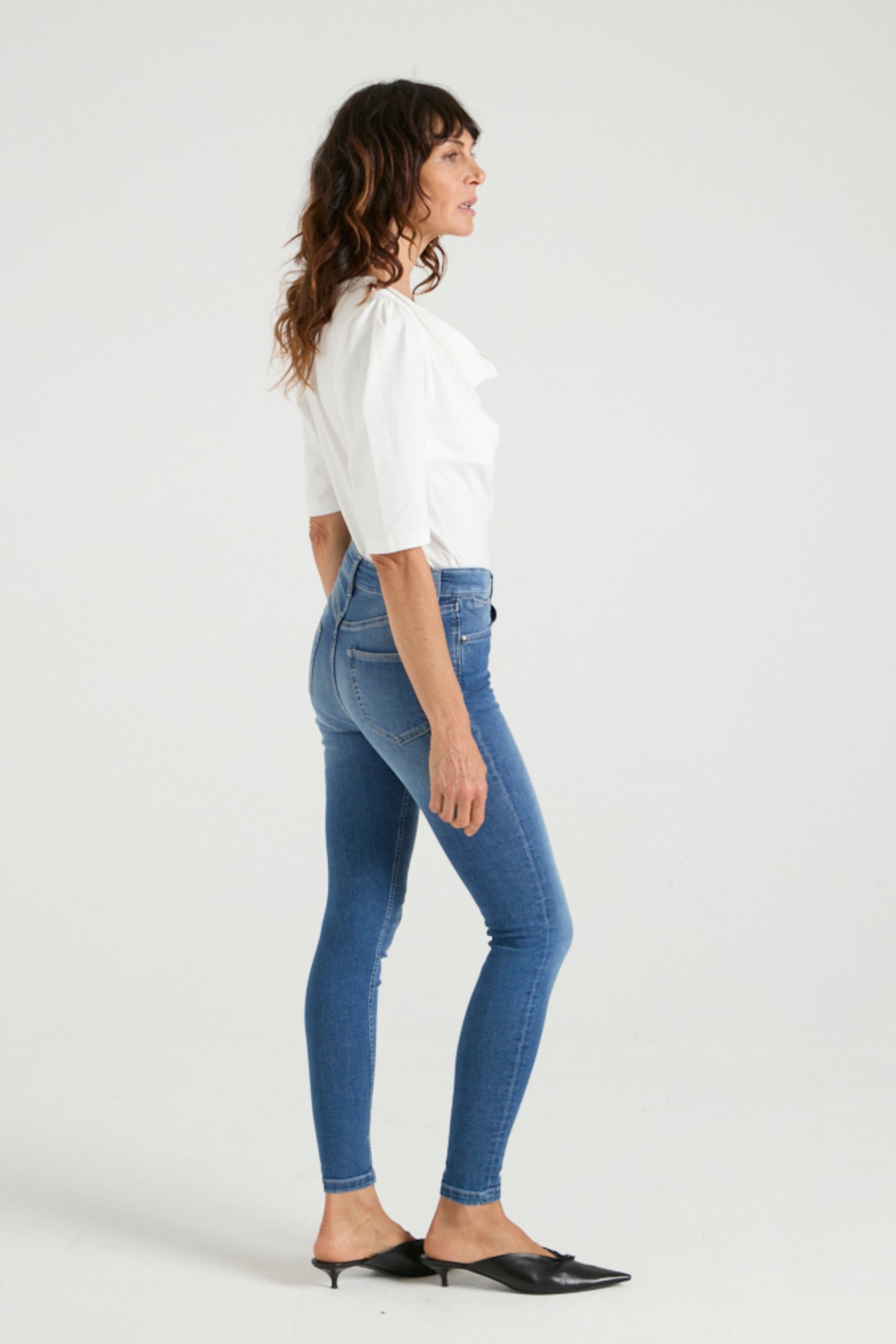 Fiona The Puff Sleeve Cowl Neck Tee | Milk [White]