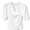 Fiona The Puff Sleeve Cowl Neck Tee | Milk [White]