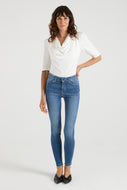 The Fiona Tee The Puff Sleeve Cowl Neck Tee | Milk [White]