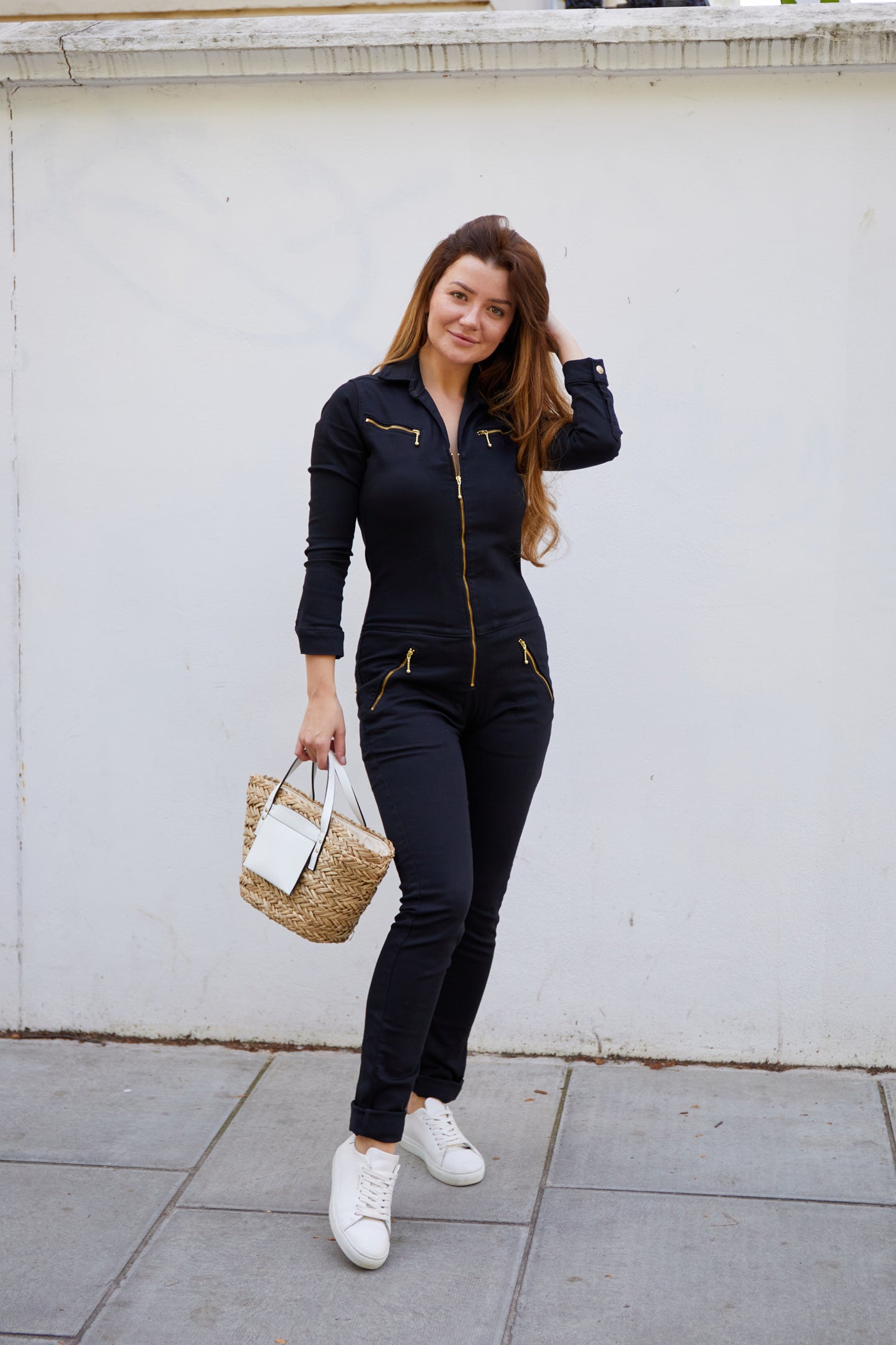 flight suit black zip up jumpsuit dolly