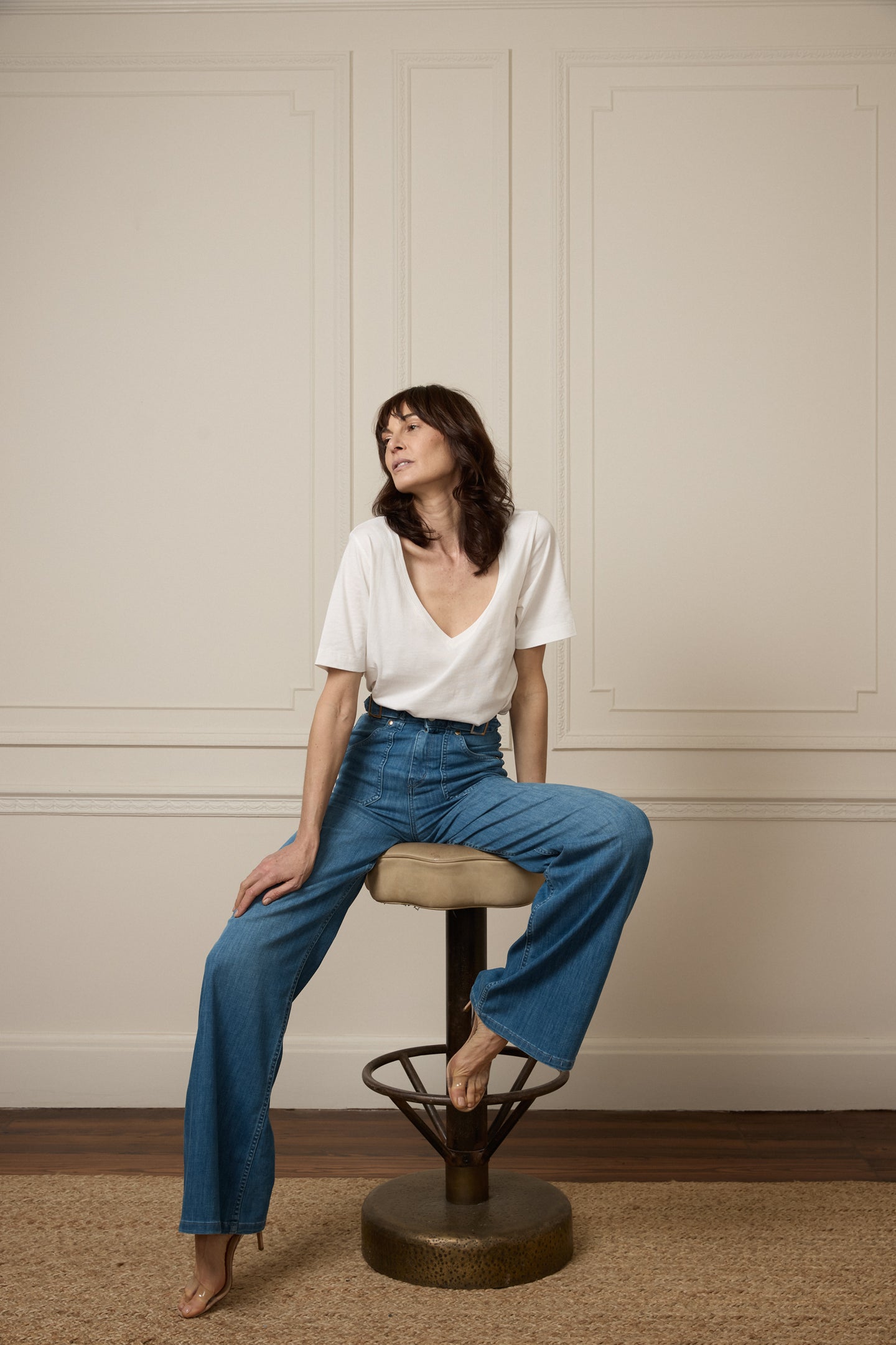 Minnie The High Top Full Length Wide Leg Flared Jeans | Lazy Afternoon [Classic Blue Denim]