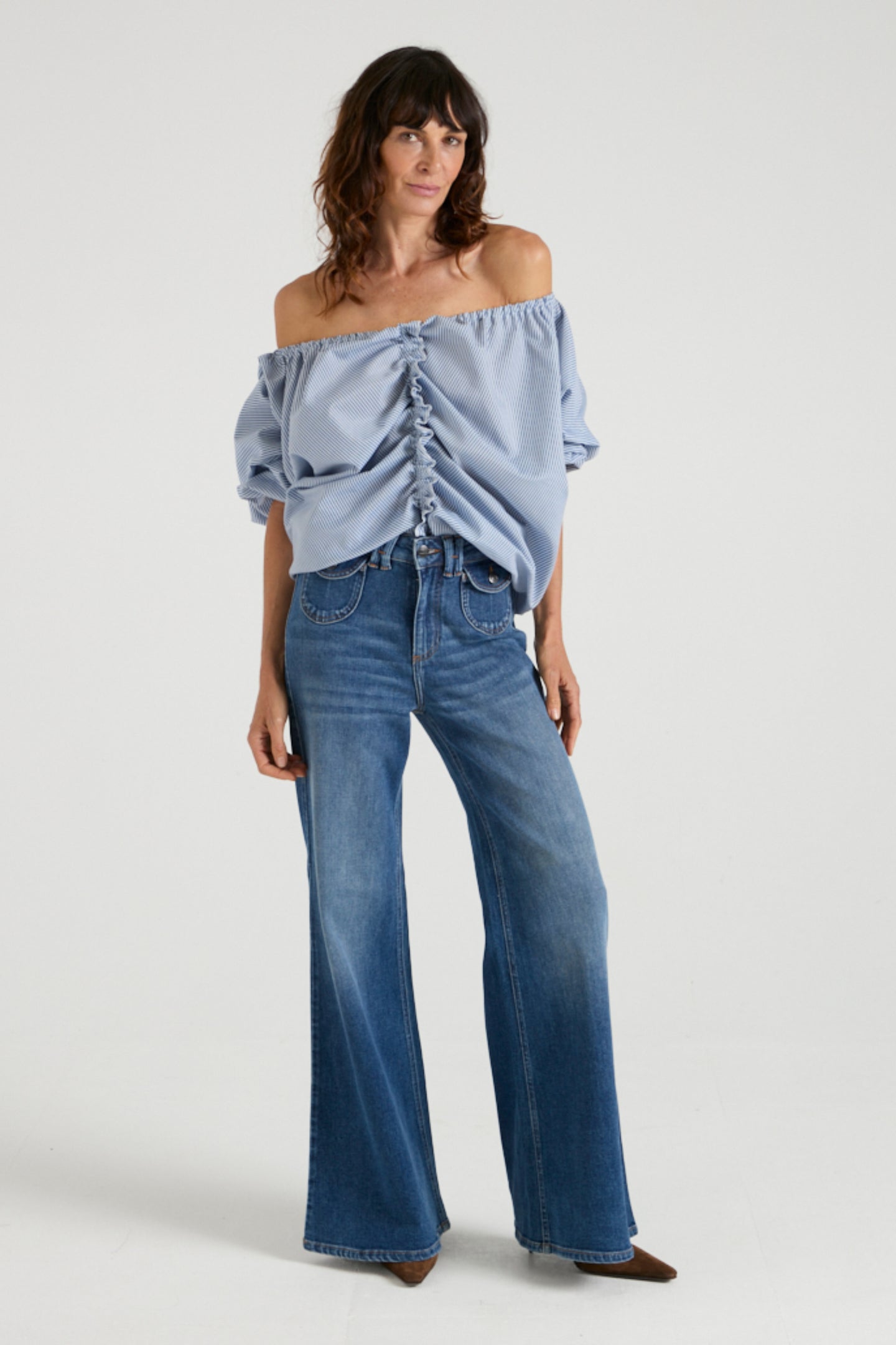 Hilary The Curved Pocket Flare | Vanity [Blue Denim]