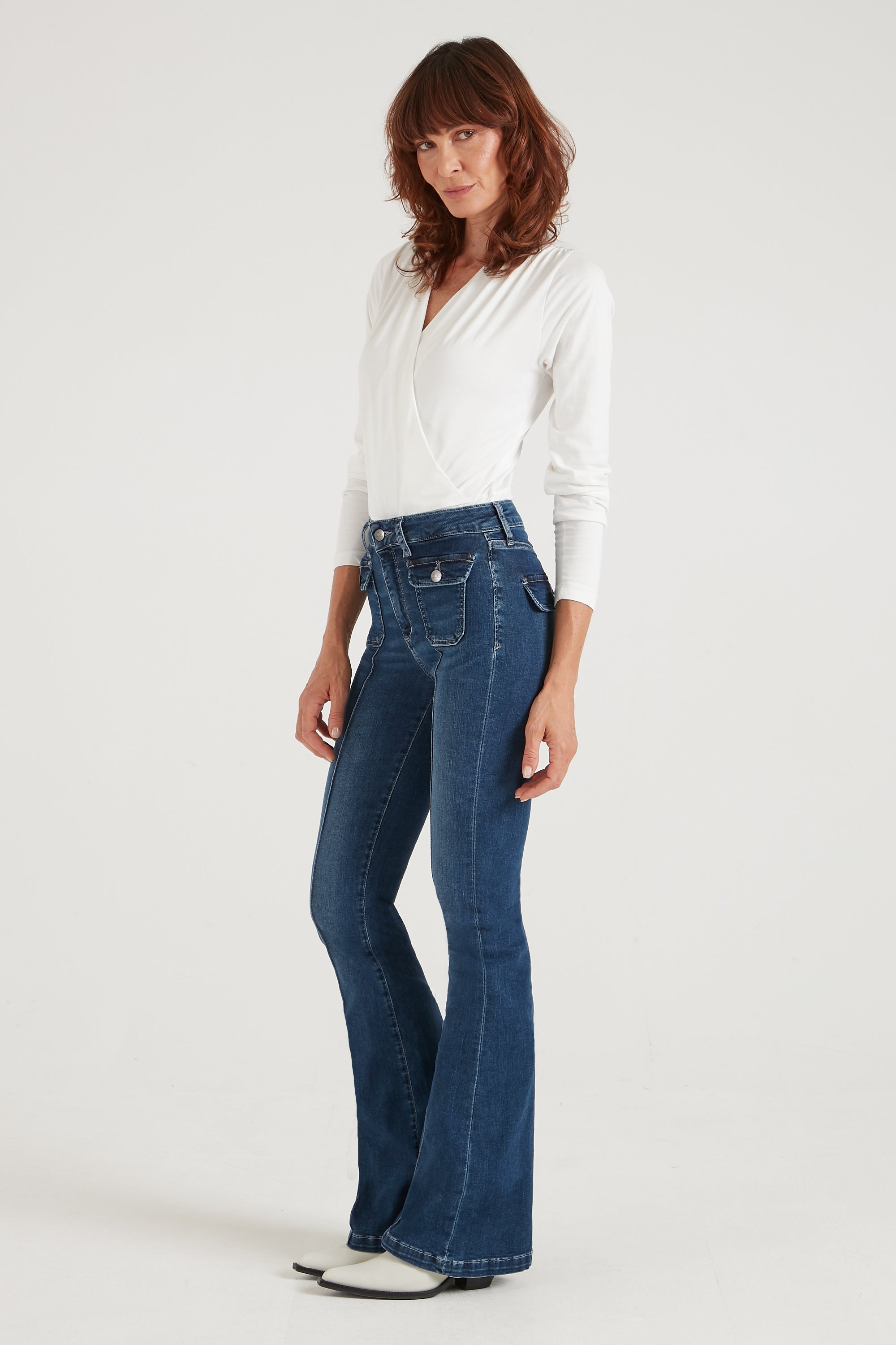 Hope The High Top Patch Pocket Bootcut | Moody Blues [Dark Wash Denim]