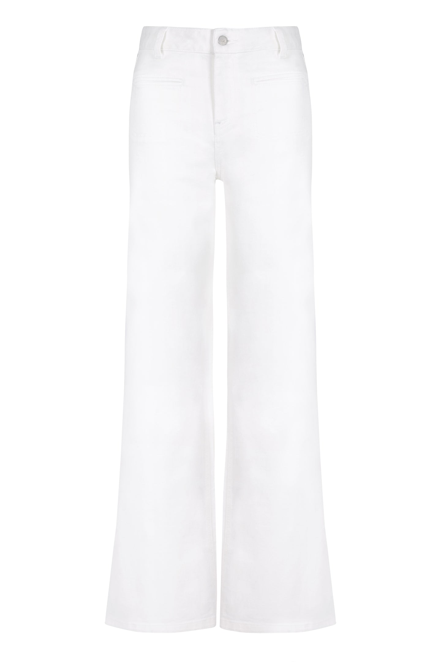 Joan The High Waisted Patch Pocket 70's Flare | Milk [White Denim]