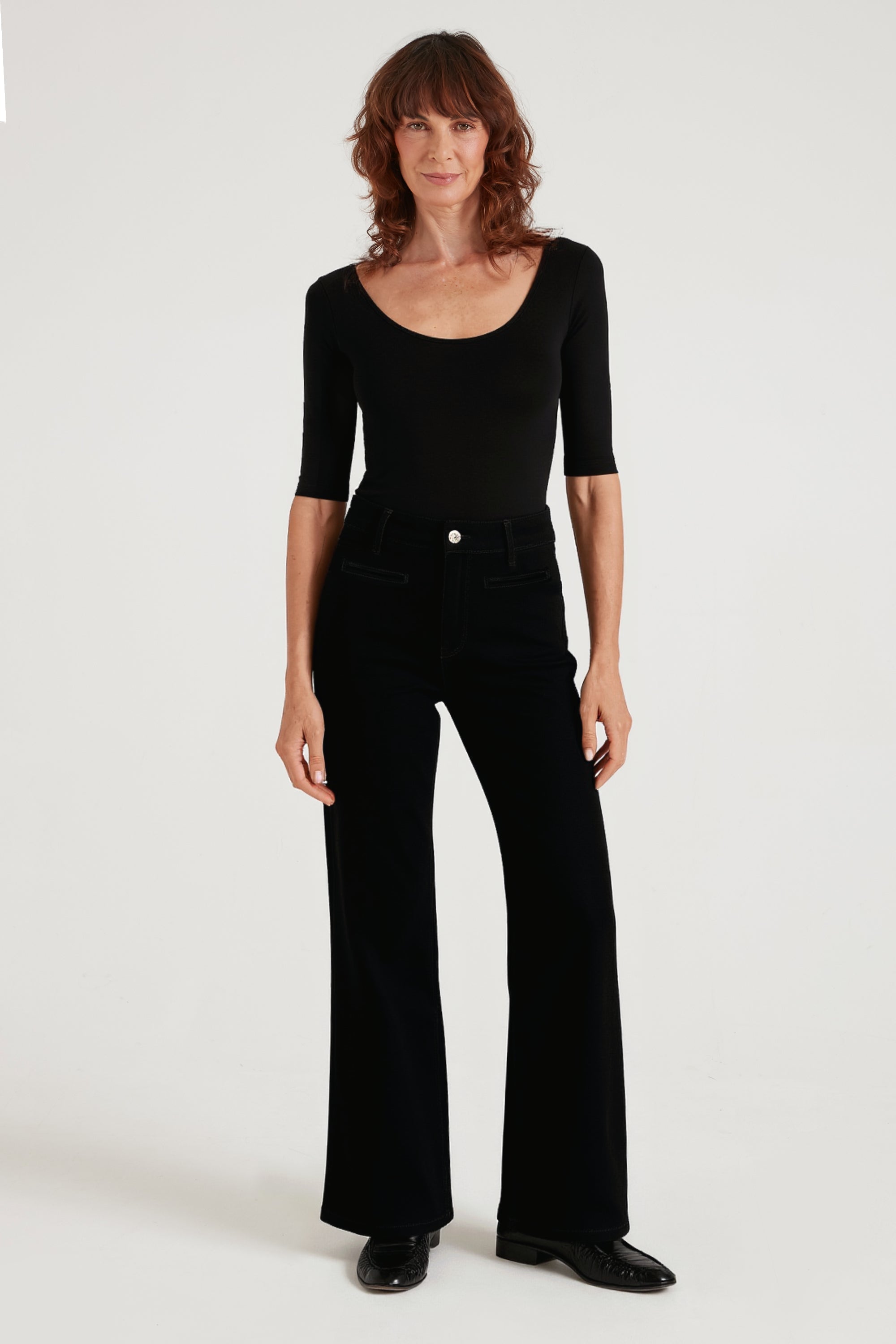 Kate The High Top Patch Pocket Relaxed Wide Leg | Blackest [Black Denim]