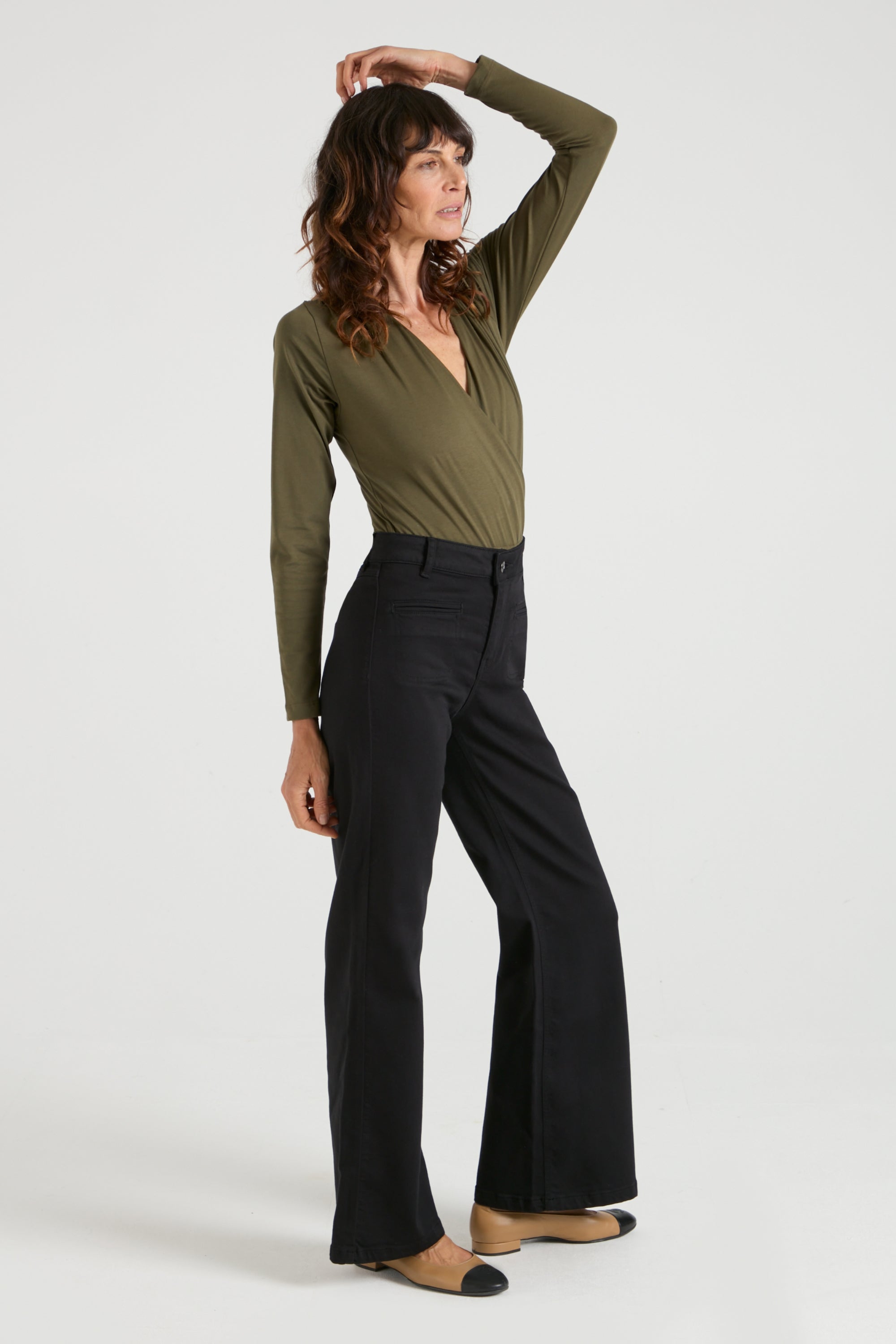 Kate The High Top Patch Pocket Relaxed Wide Leg | Blackest [Black Denim]