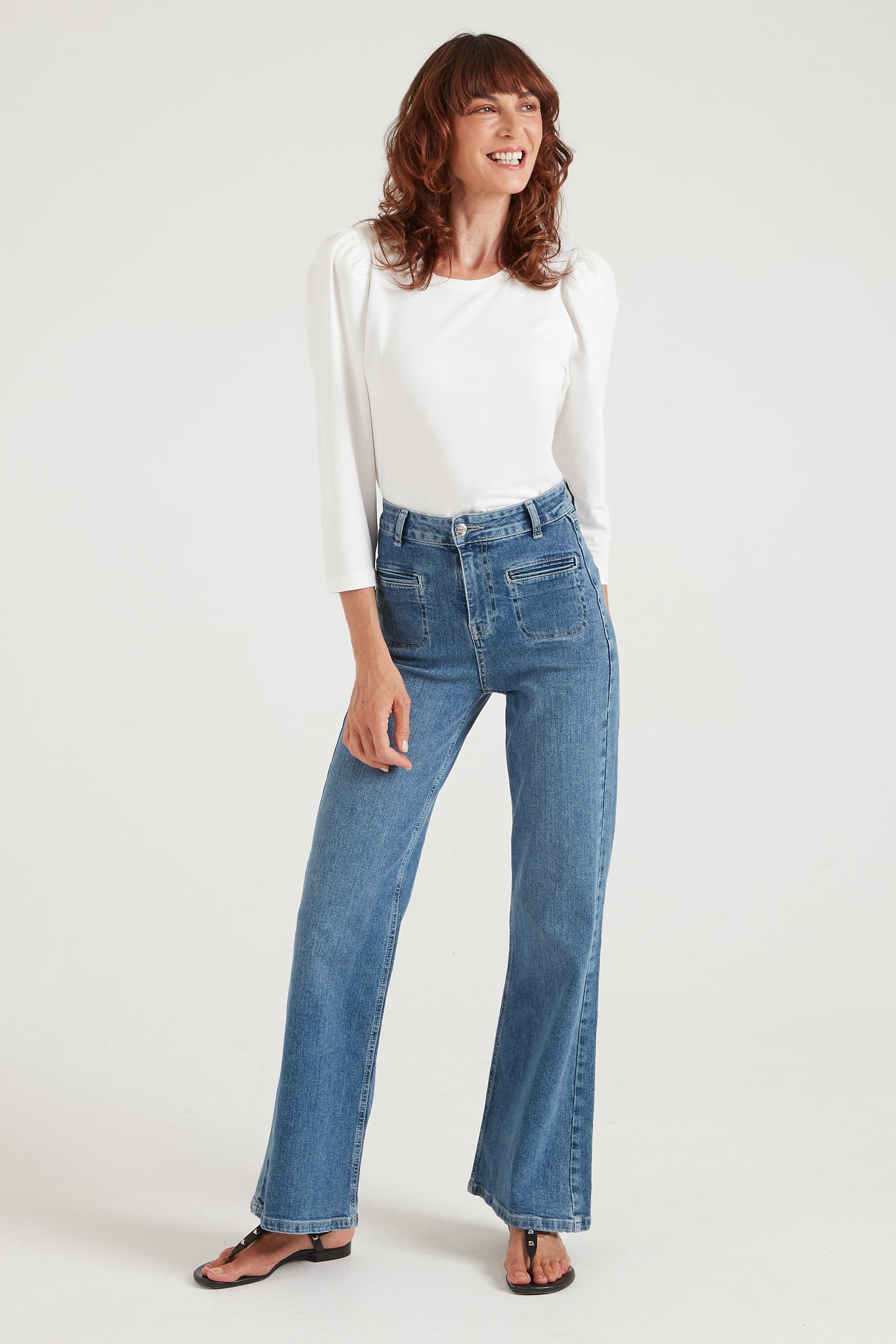 Kate The High Top Patch Pocket Relaxed Wide Leg | Call Me Crazy [Mid Wash Denim]