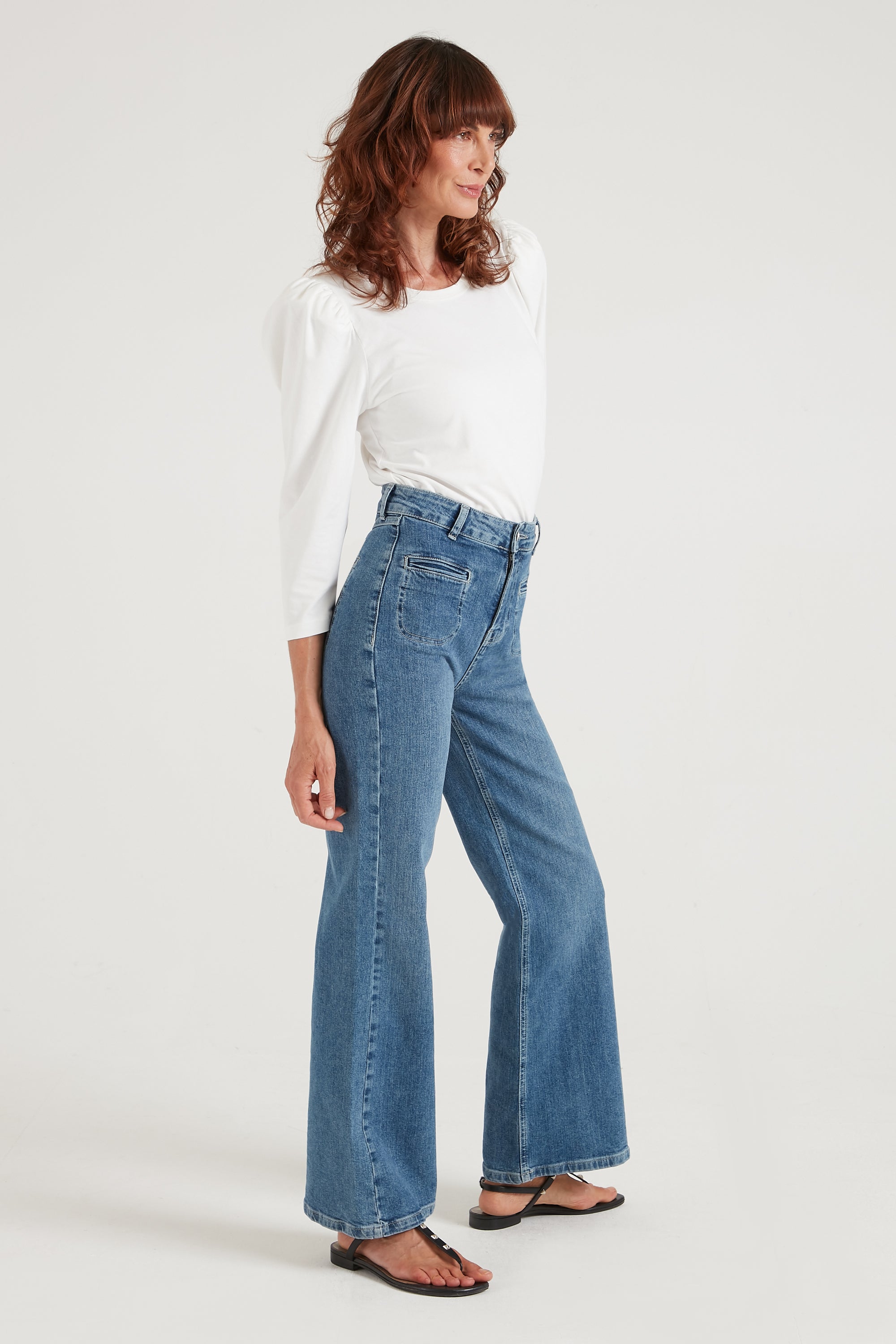 Kate The High Top Patch Pocket Relaxed Wide Leg | Call Me Crazy [Mid Wash Denim]