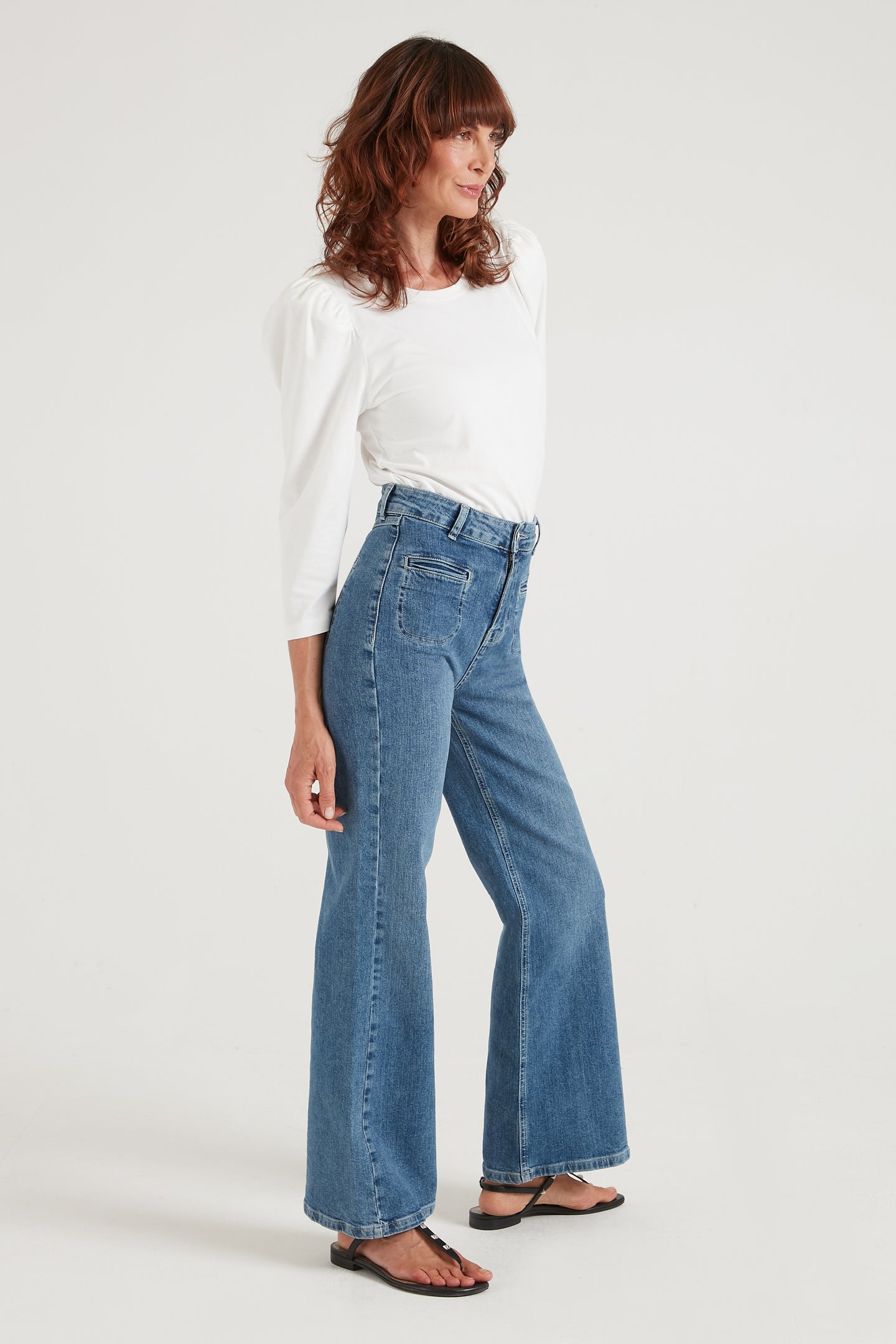Kate The High Top Patch Pocket Relaxed Wide Leg | Call Me Crazy [Mid Wash Denim]