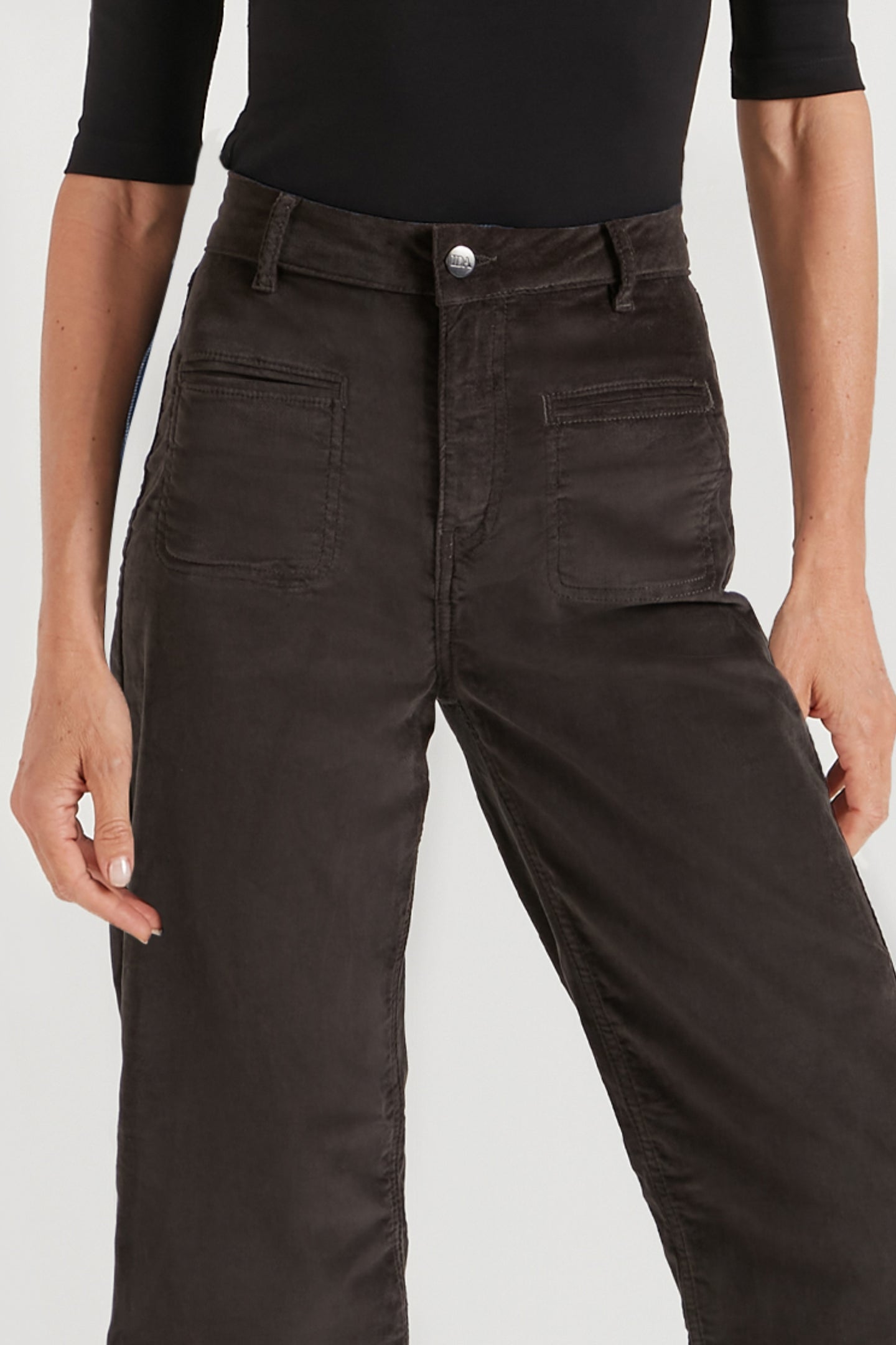 Kate The High Top Patch Pocket Relaxed Wide Leg | Gunmetal [Grey Denim]