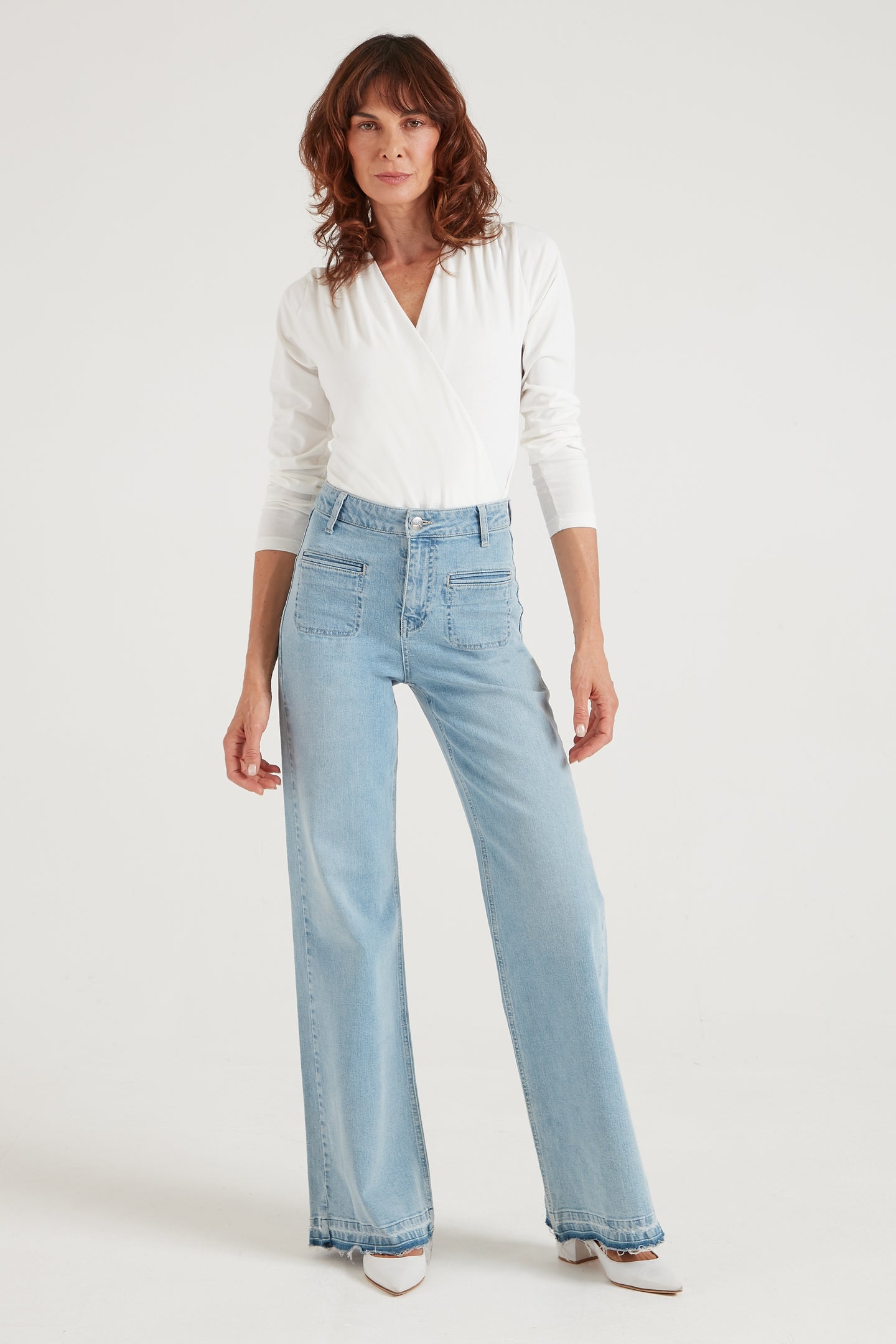 Kate The High Top Patch Pocket Relaxed Wide Leg | Malibu [Light Blue Denim]