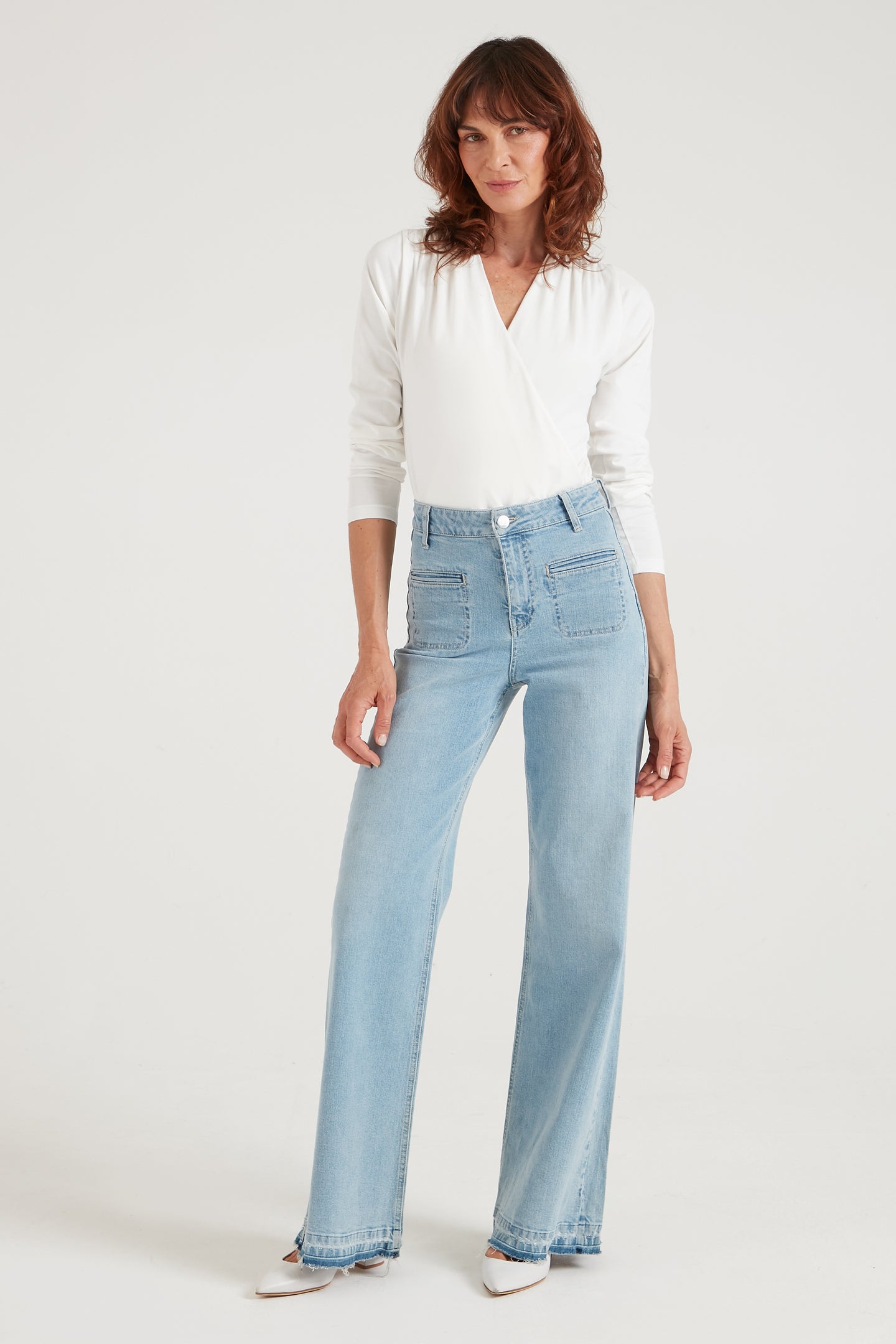 Kate The High Top Patch Pocket Relaxed Wide Leg | Malibu [Light Blue Denim]