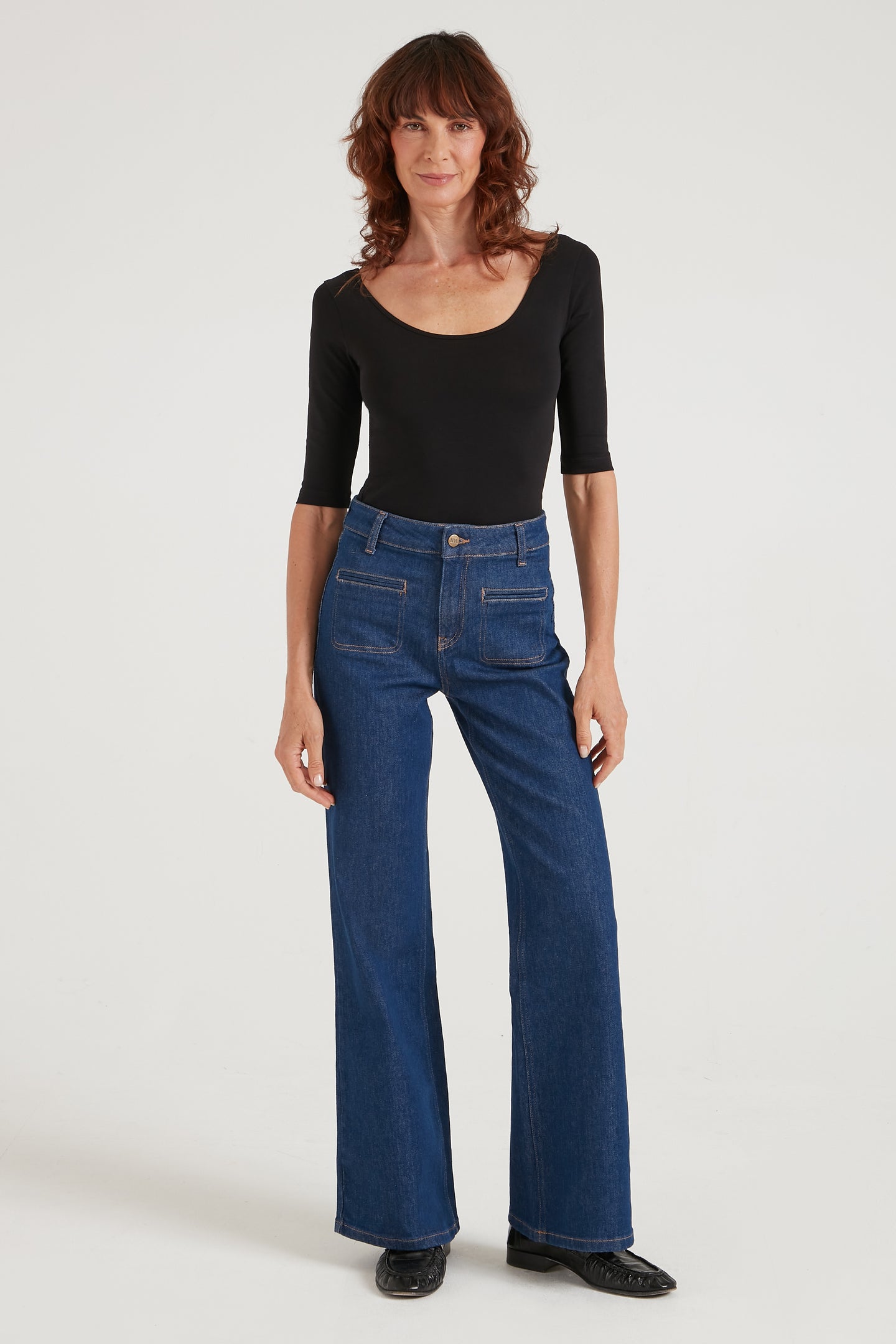 Kate The High Top Patch Pocket Relaxed Wide Leg | Smarter Than You [Blue Denim]