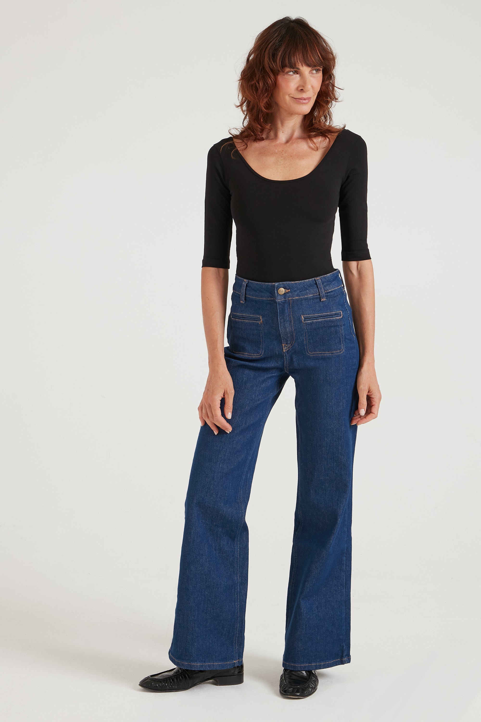 Kate The High Top Patch Pocket Relaxed Wide Leg | Smarter Than You [Blue Denim]